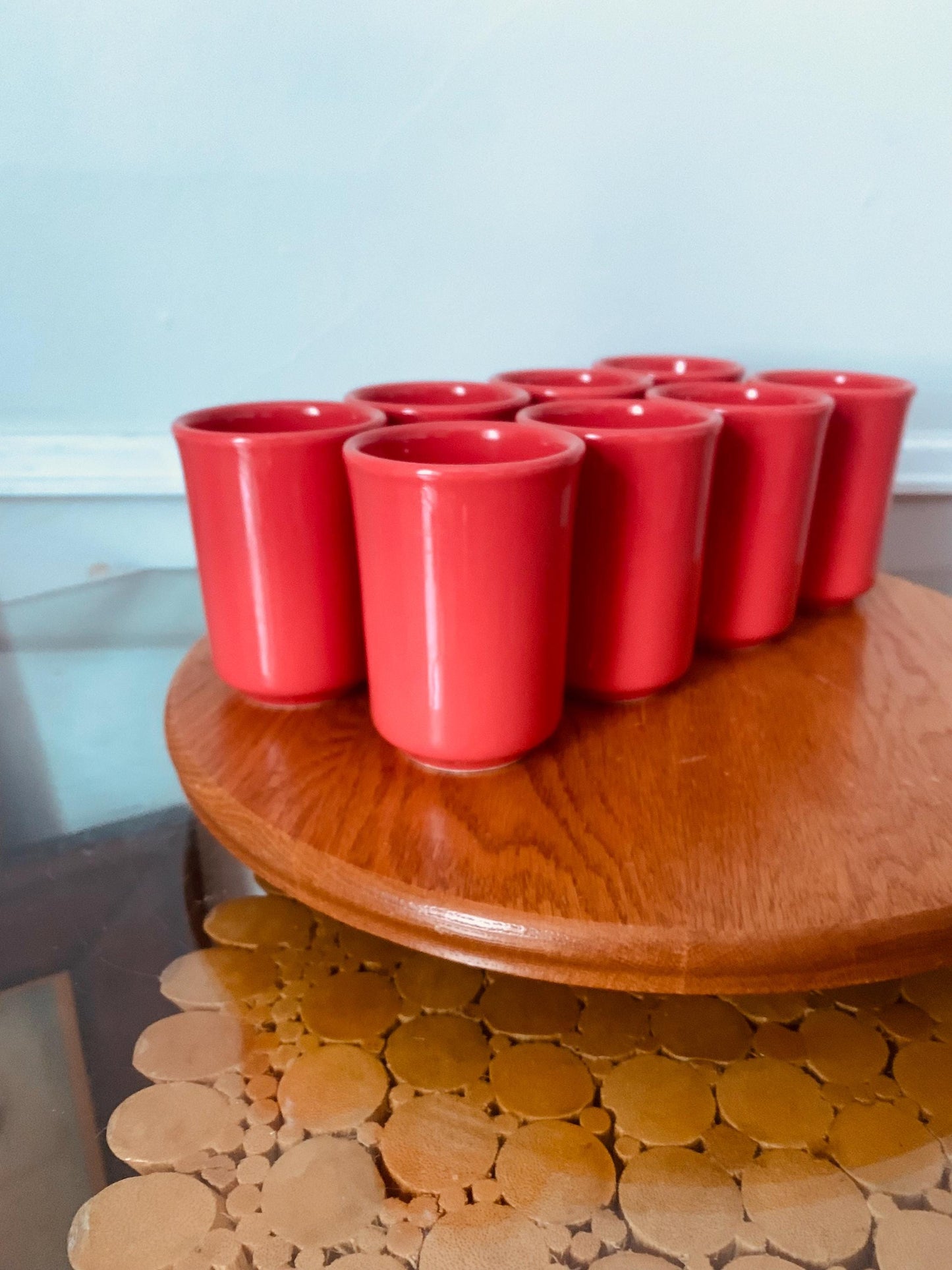 Set of 8 Vintage Buffalo Salmon Ceramic Mugs Made in USA