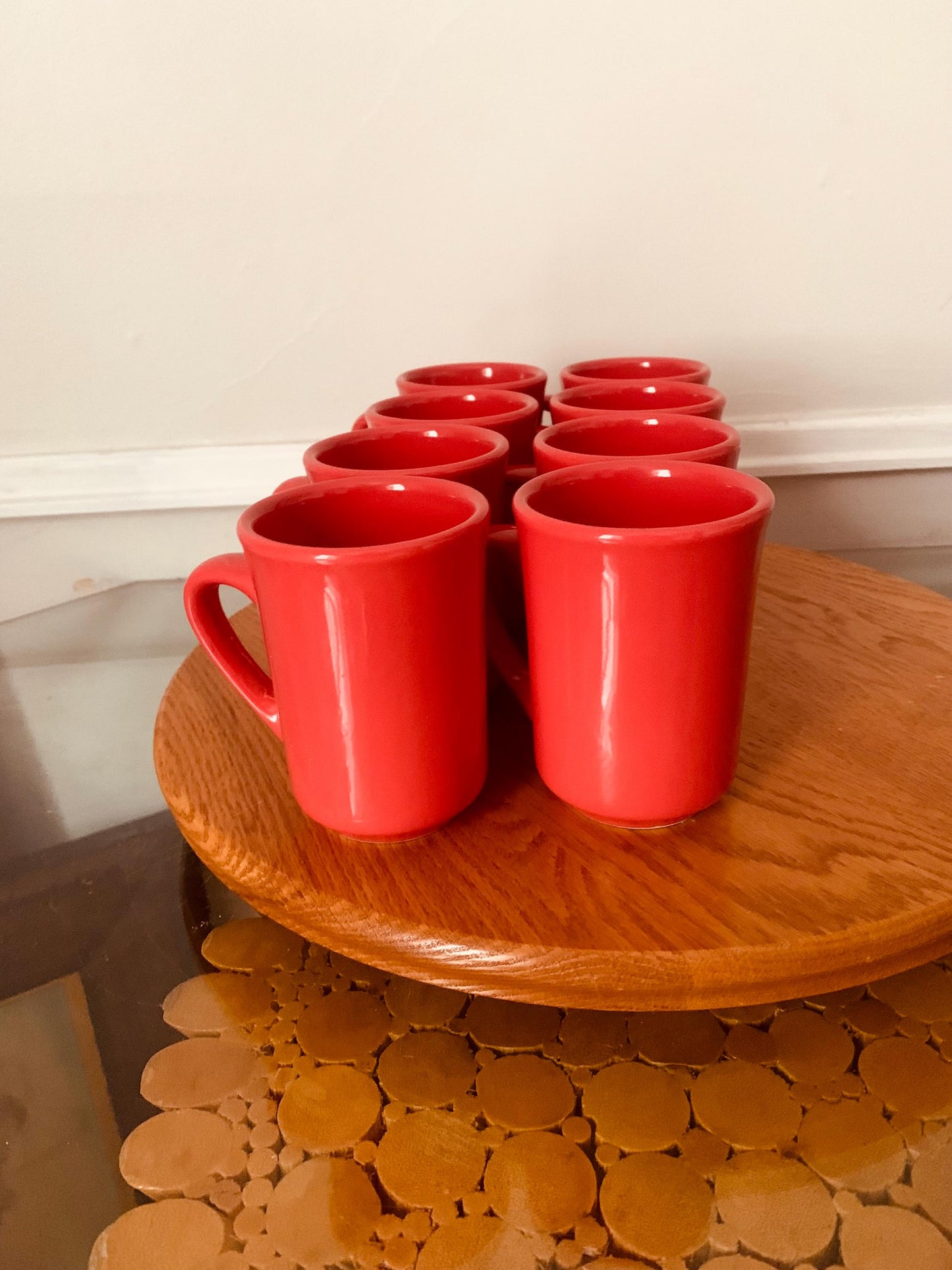 Set of 8 Vintage Buffalo Salmon Ceramic Mugs Made in USA