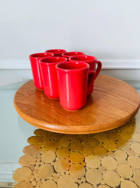 Set of 6 Vintage Buffalo Salmon Ceramic Mugs Made in USA