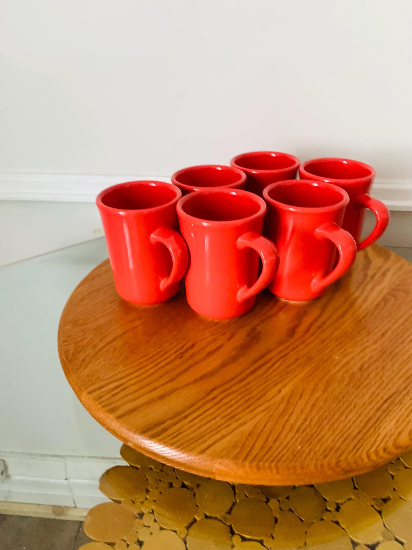 Set of 6 Vintage Buffalo Salmon Ceramic Mugs Made in USA