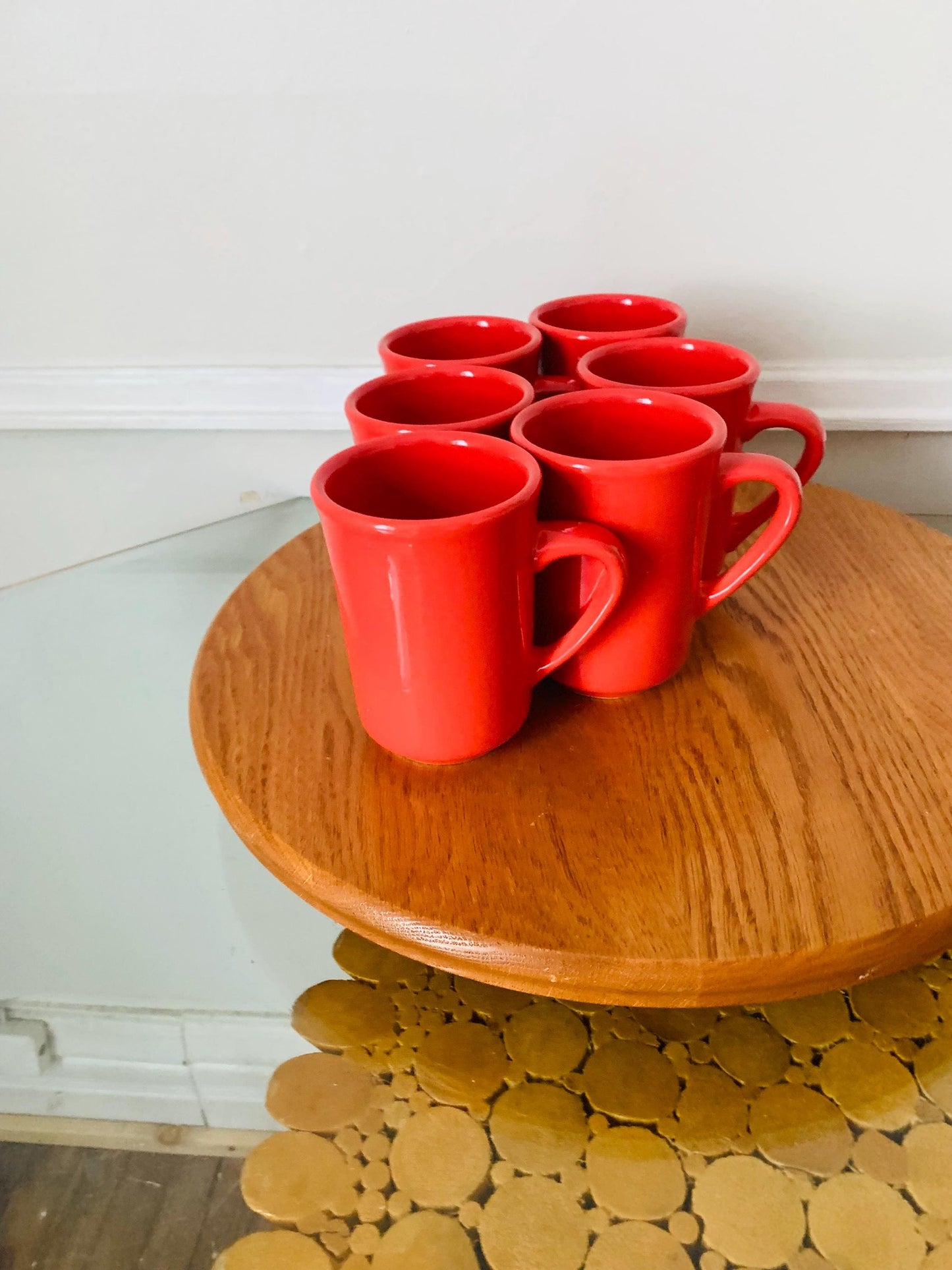 Set of 6 Vintage Buffalo Salmon Ceramic Mugs Made in USA