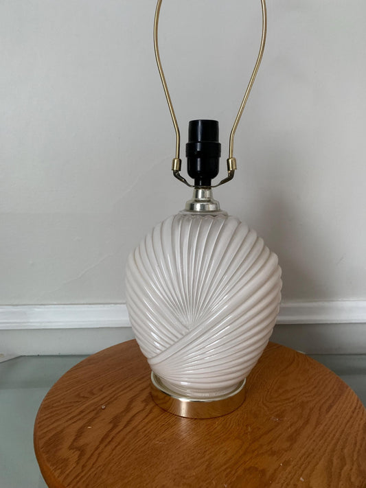 Medium Retro 1980s White Art Deco Inspired Shell Table Lamp Shade Not Included