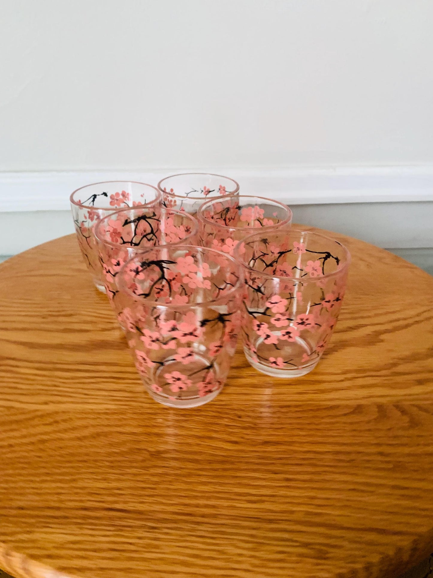 Vintage Set of 6 Cherry Blossom Juice Glasses