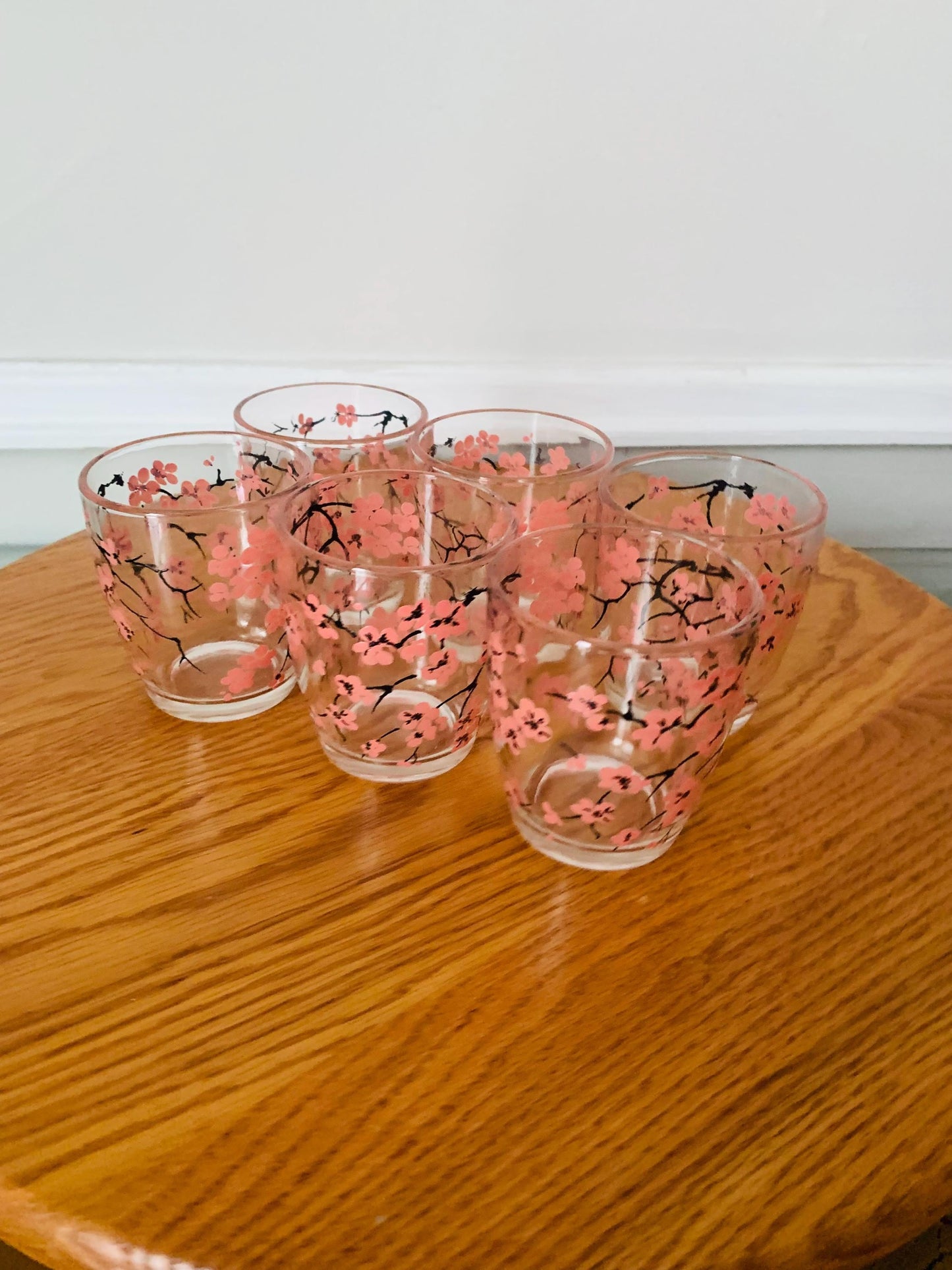 Vintage Set of 6 Cherry Blossom Juice Glasses