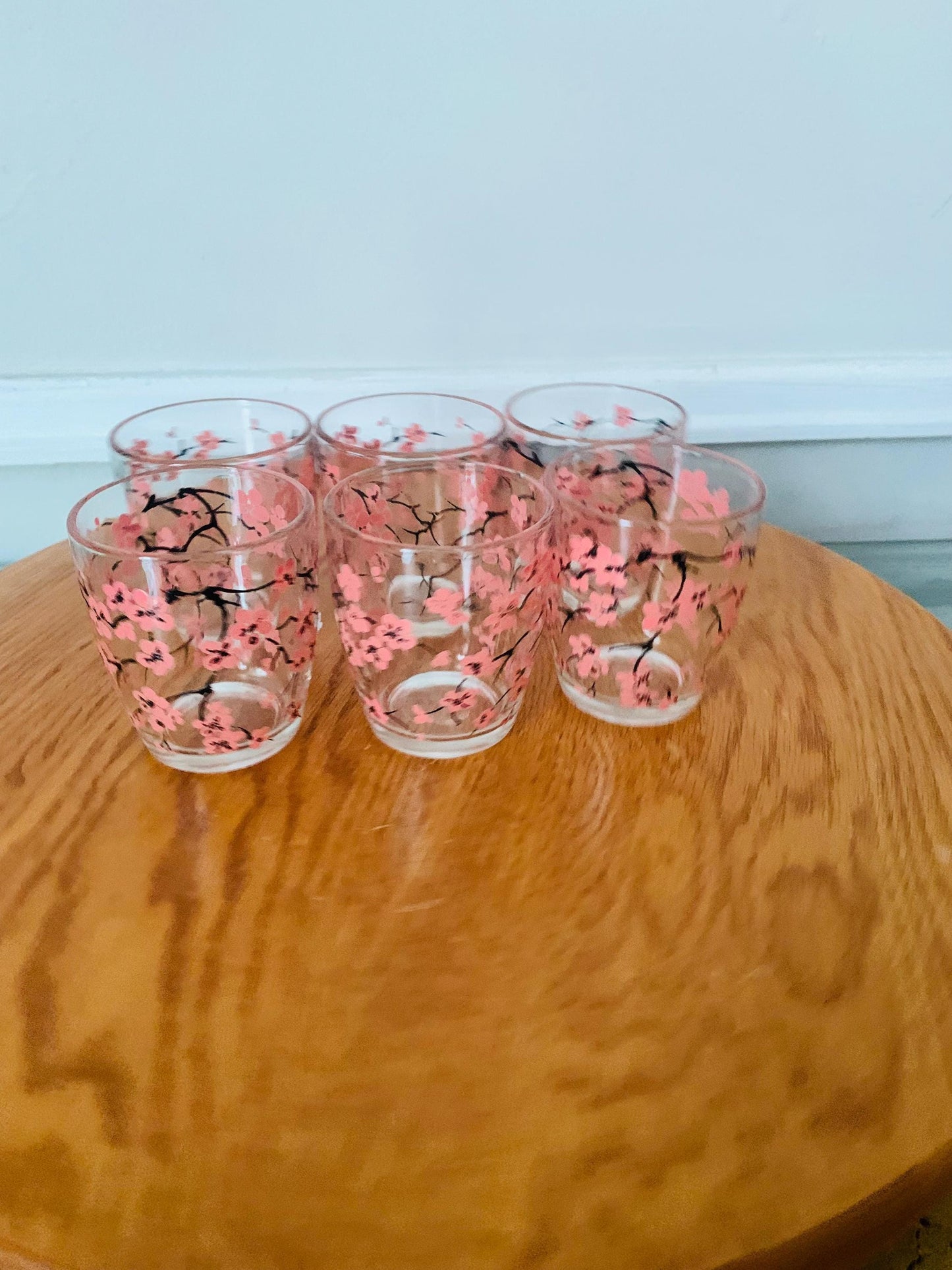 Vintage Set of 6 Cherry Blossom Juice Glasses