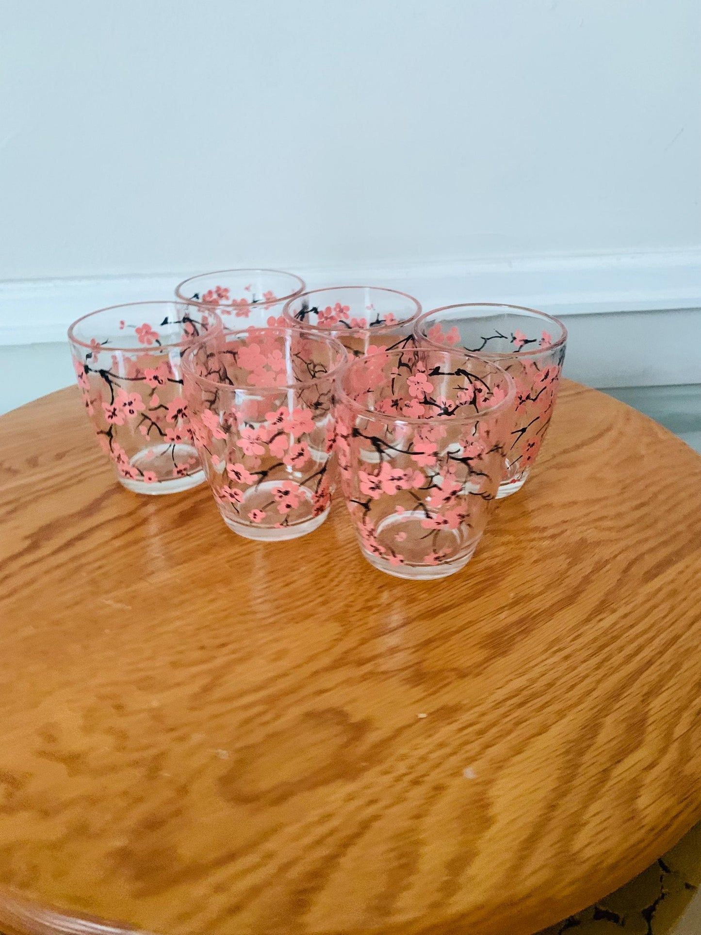 Vintage Set of 6 Cherry Blossom Juice Glasses
