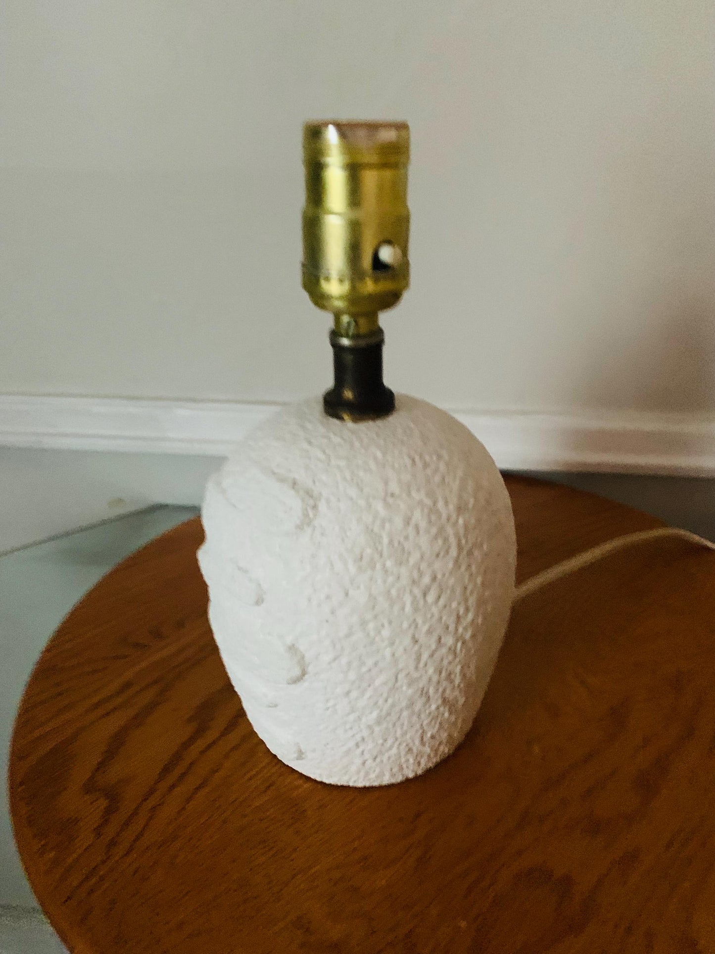 Vintage  Small Textured White Ceramic Lamp No Shade