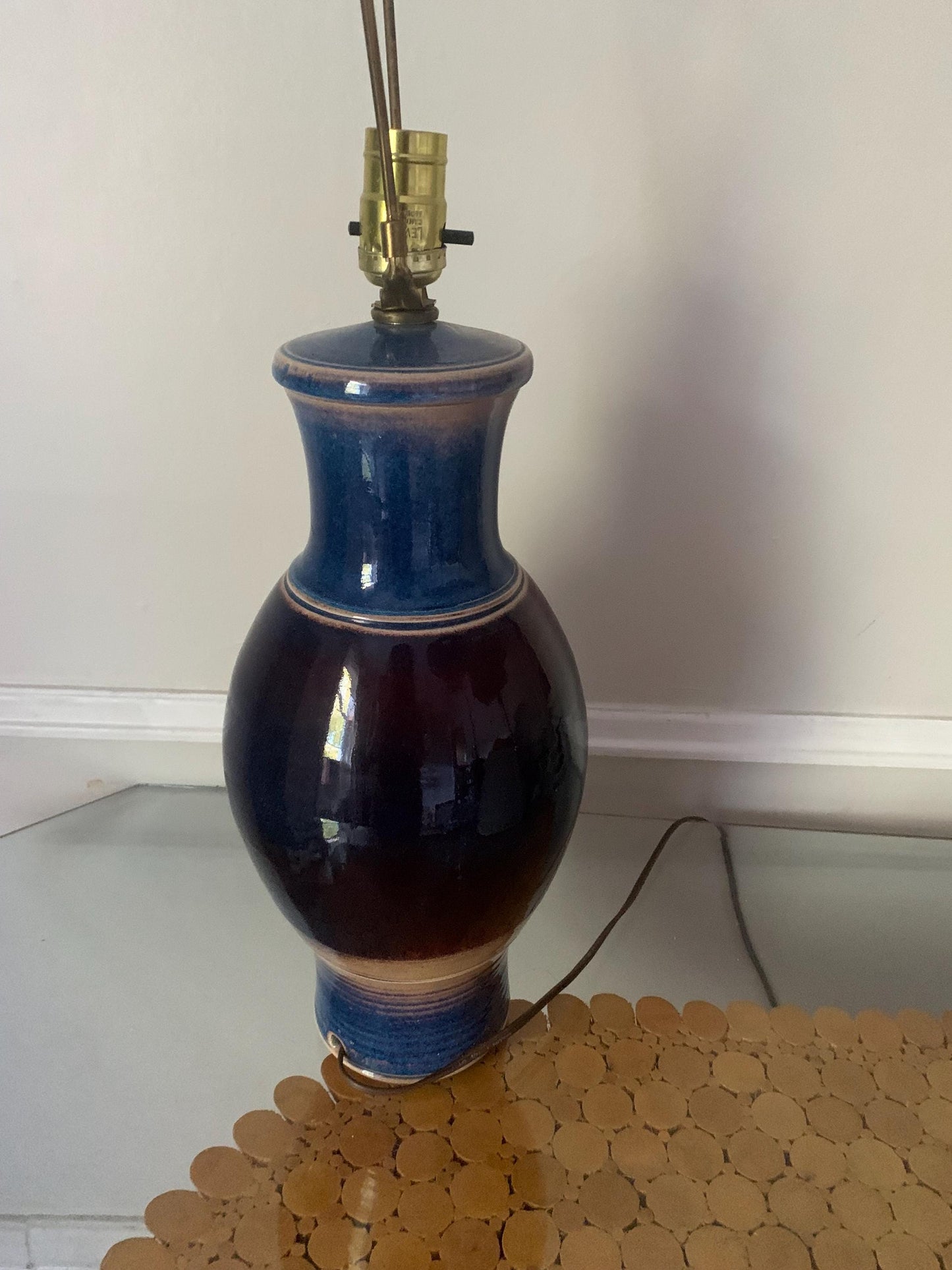 MCM Purple & Blue Pottery Lamps No Shades