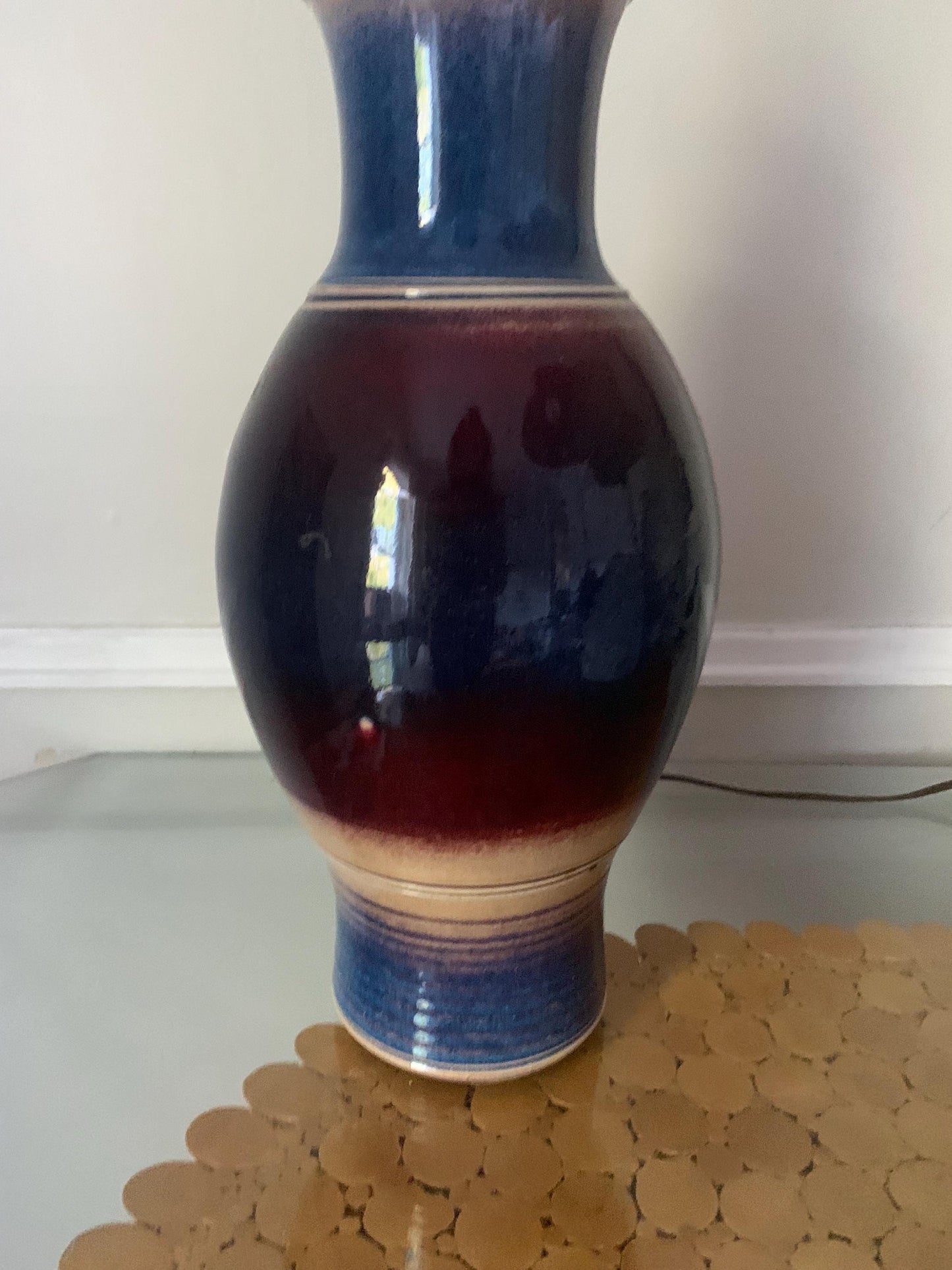MCM Purple & Blue Pottery Lamps No Shades