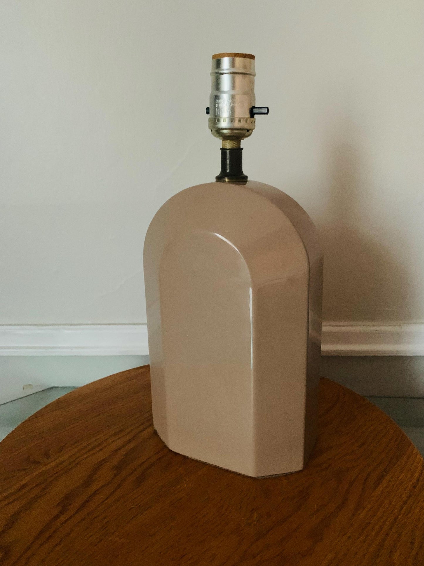 Vintage Small Taupe Art Deco Inspired Ceramic Lamp No Shade