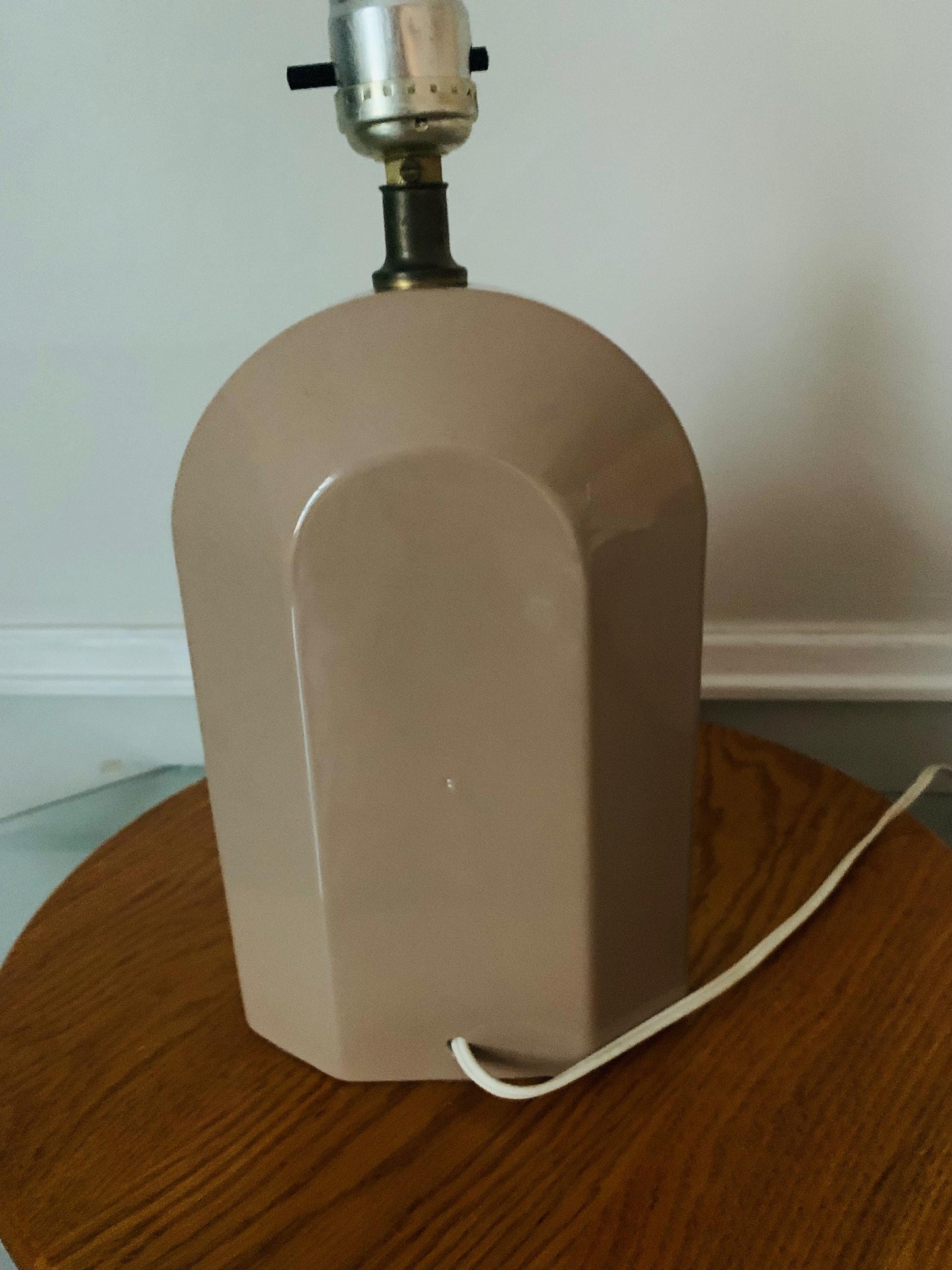 Vintage Small Taupe Art Deco Inspired Ceramic Lamp No Shade