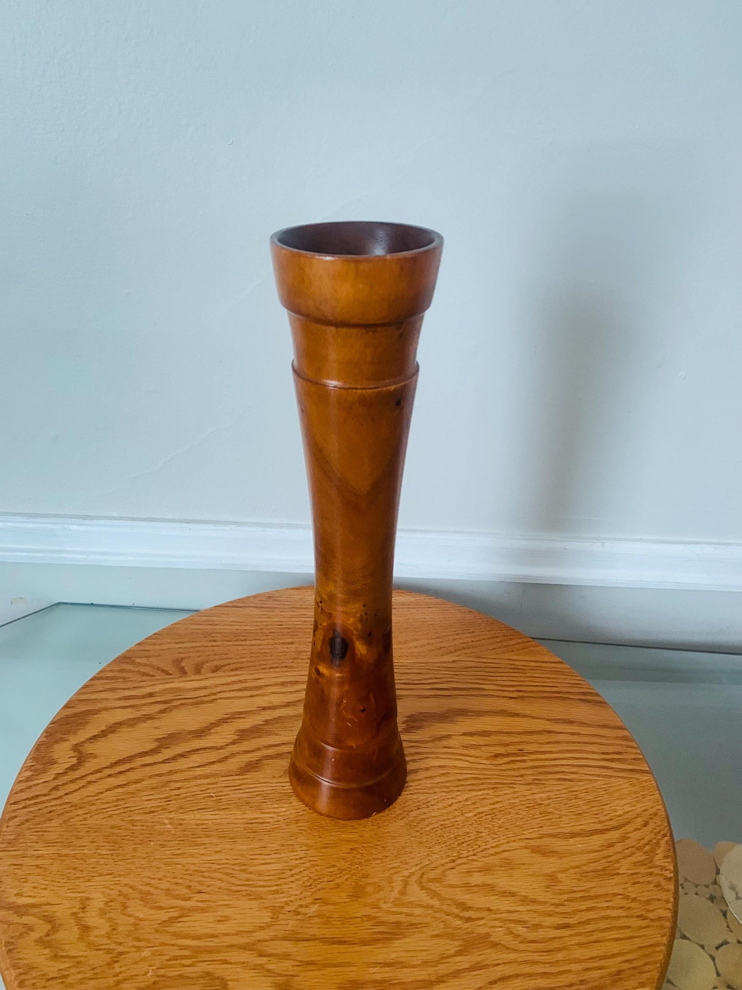 Tall Hand Turned Wooden Candlestick