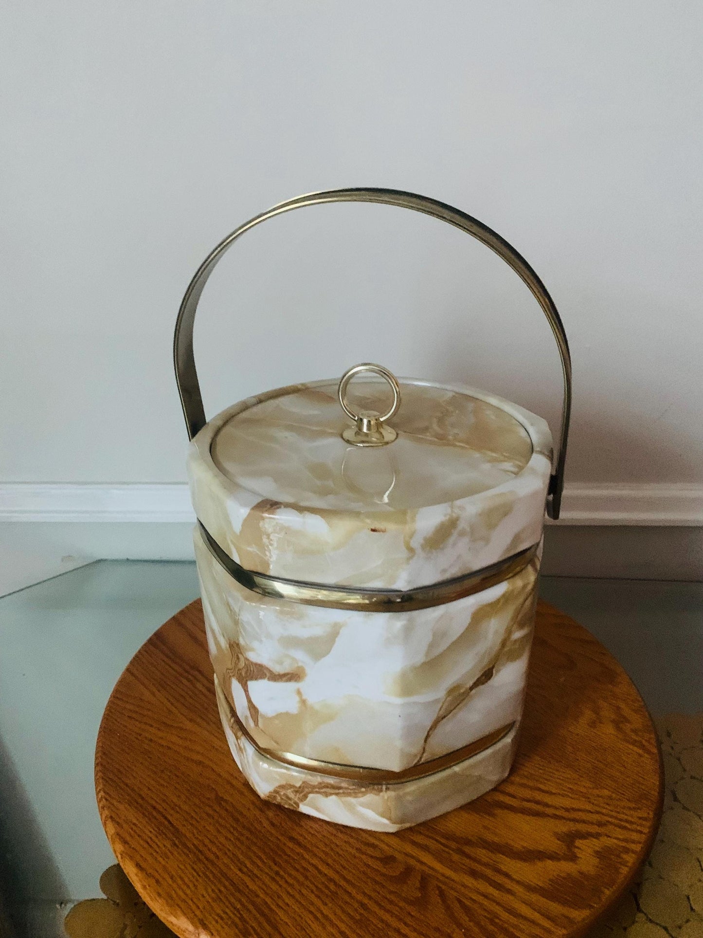 MCM Faux Stone 8 Sided Vinyl Ice Bucket