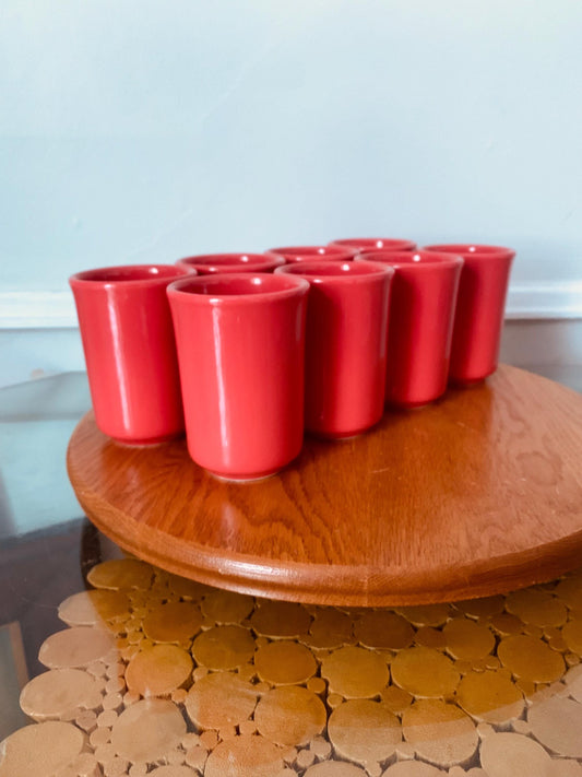 Set of 8 Vintage Buffalo Salmon Ceramic Mugs Made in USA