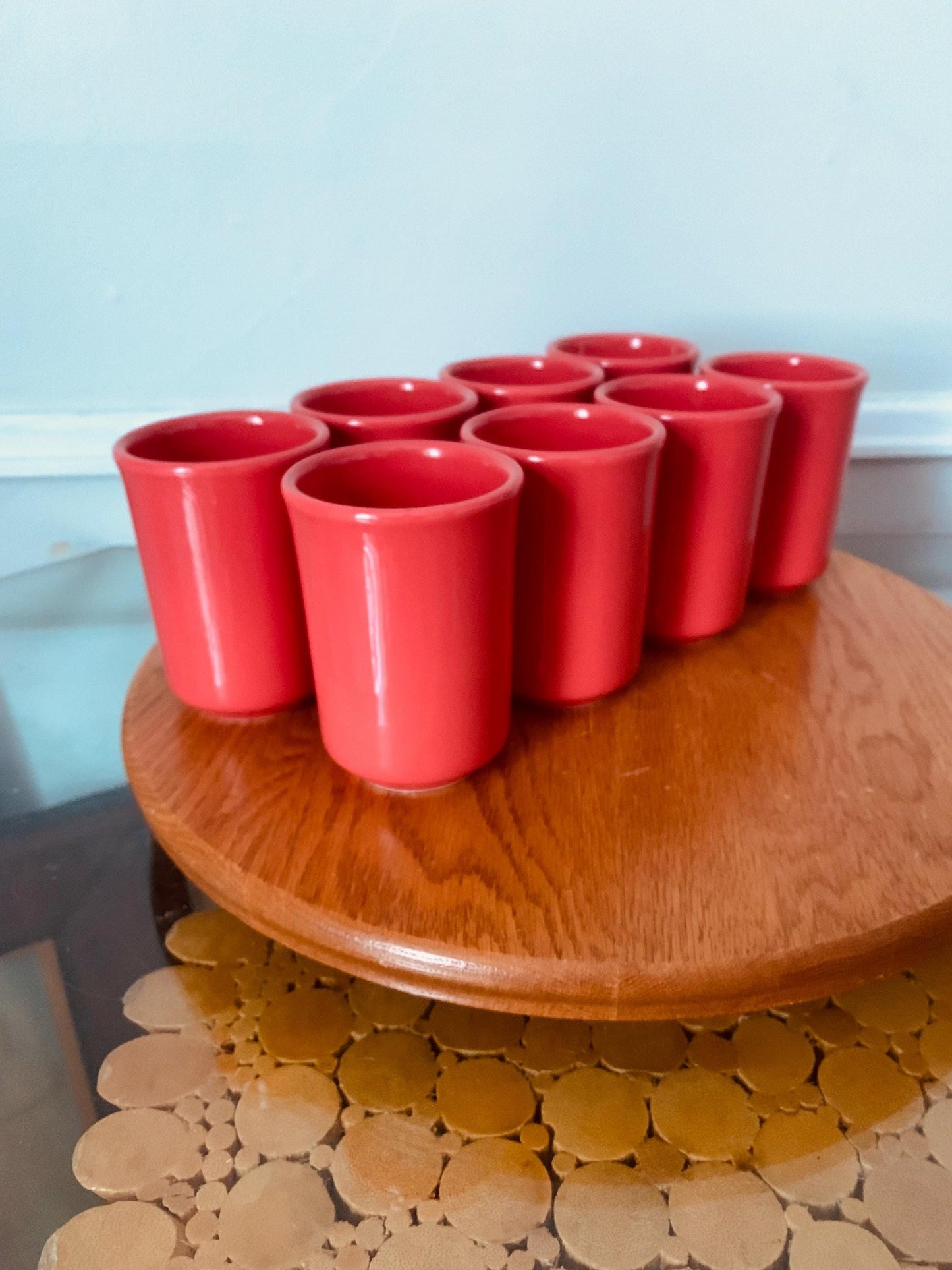 Set of 8 Vintage Buffalo Salmon Ceramic Mugs Made in USA