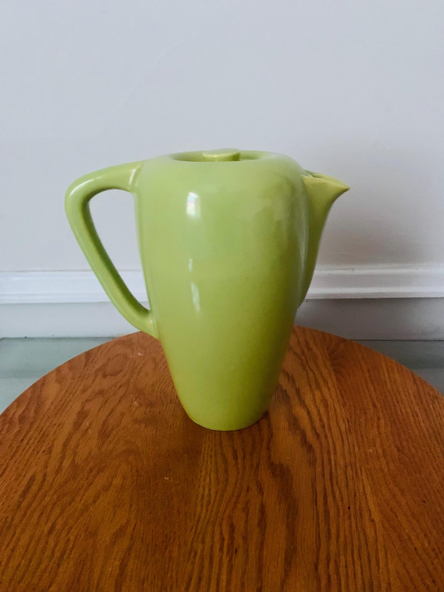 Vintage Tall Apple Green Ceramic Coffee Pot