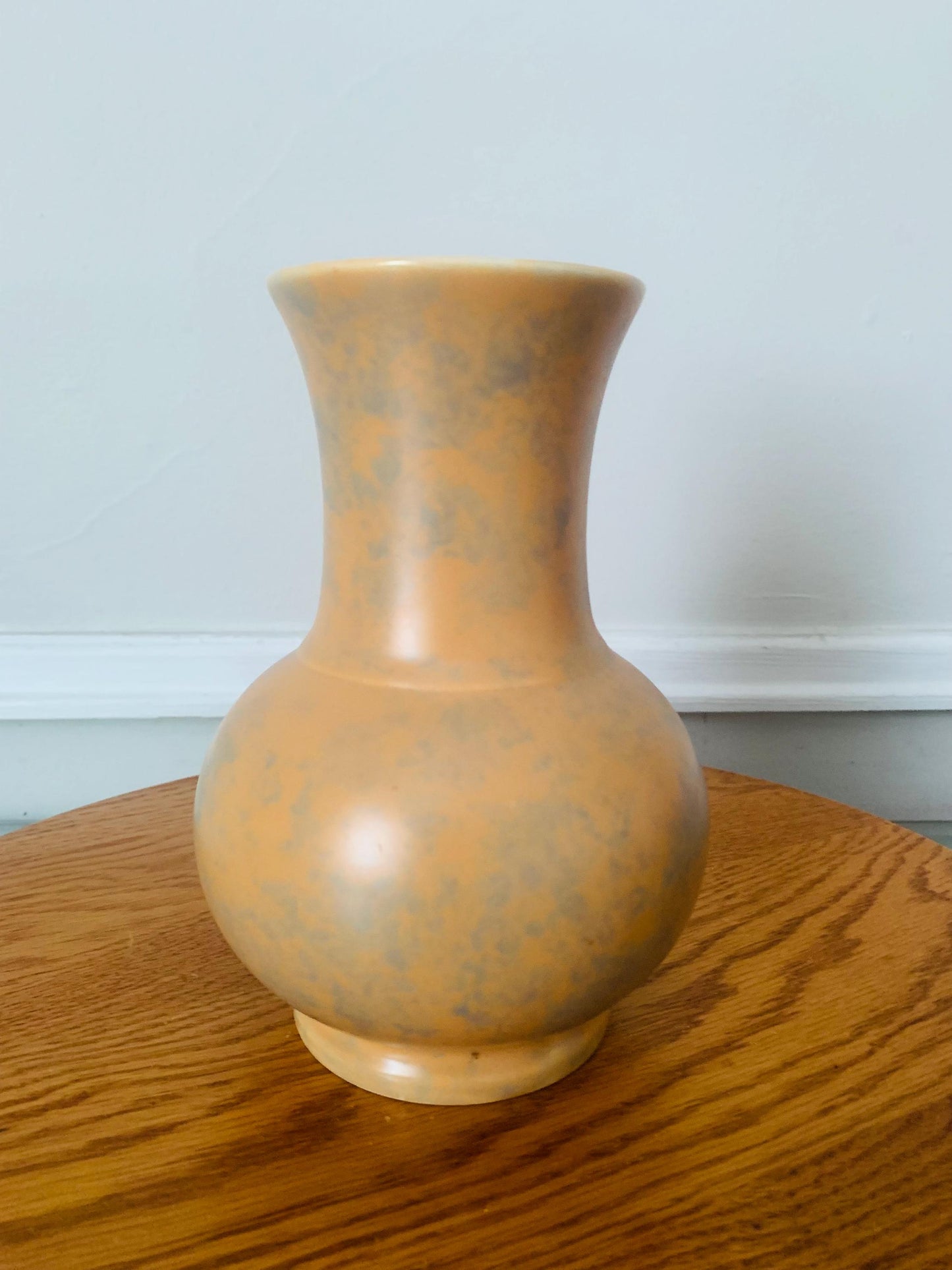 Vintage Orange and Green Pottery Vase