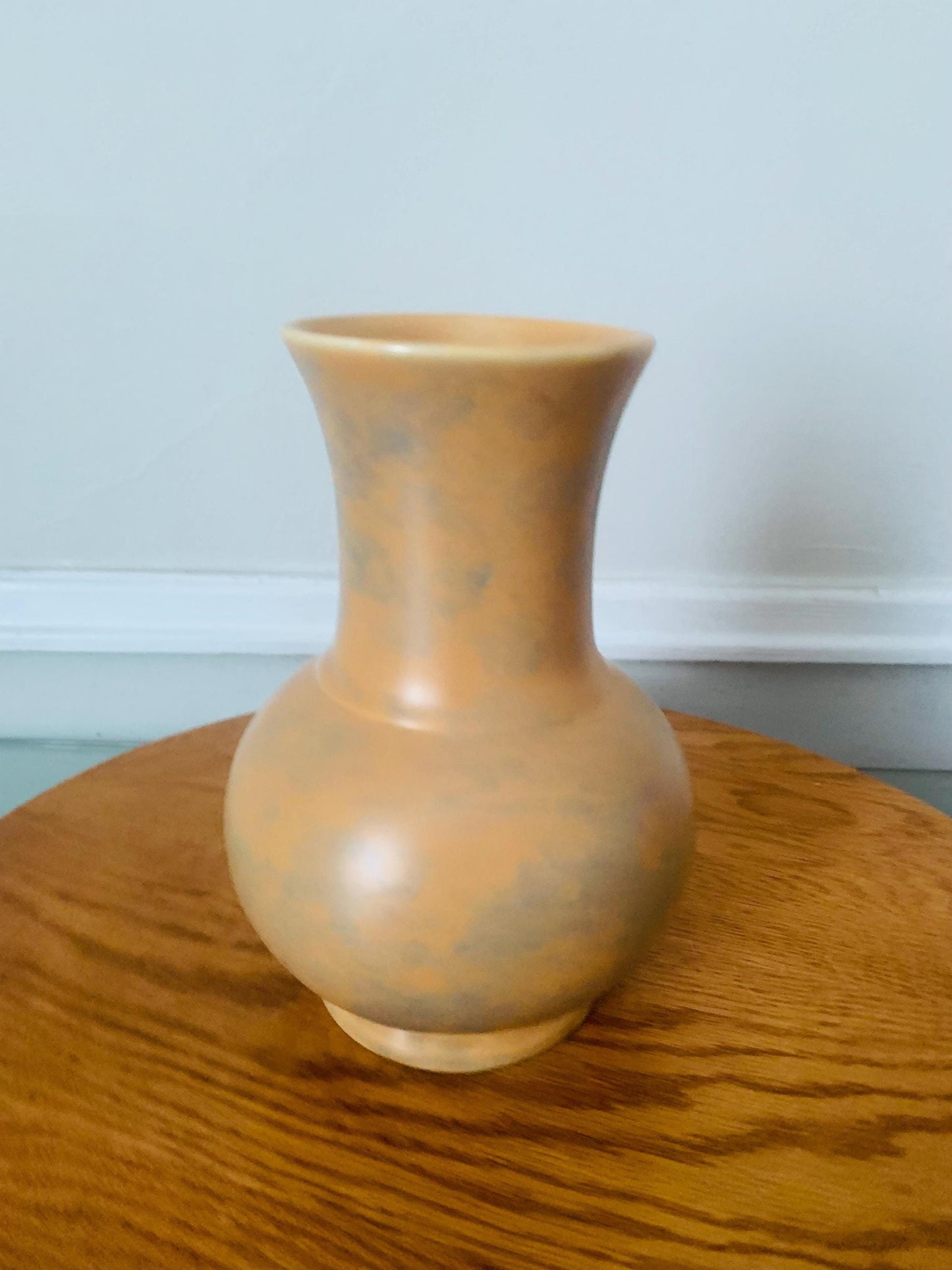 Vintage Orange and Green Pottery Vase