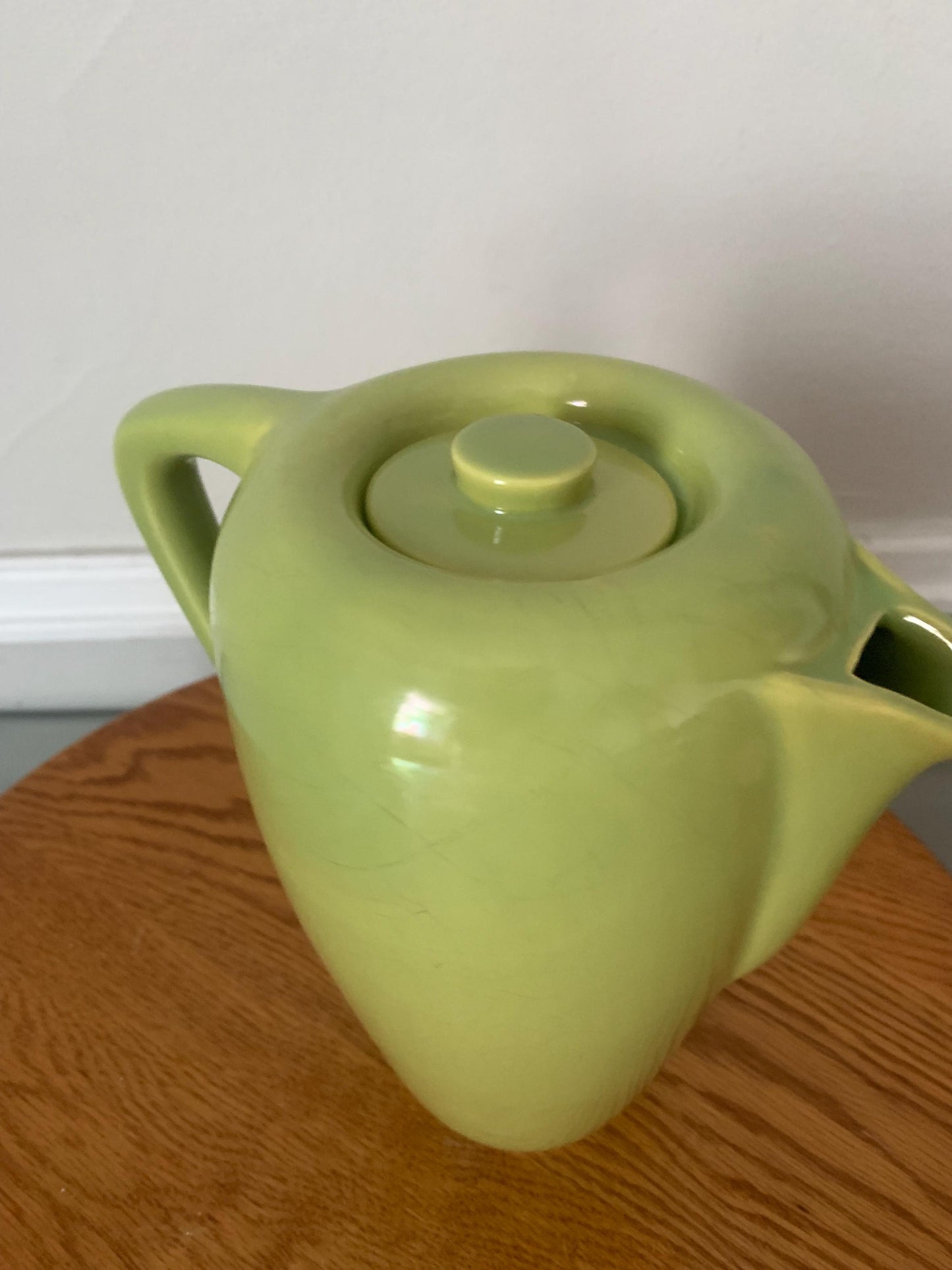 Vintage Tall Apple Green Ceramic Coffee Pot