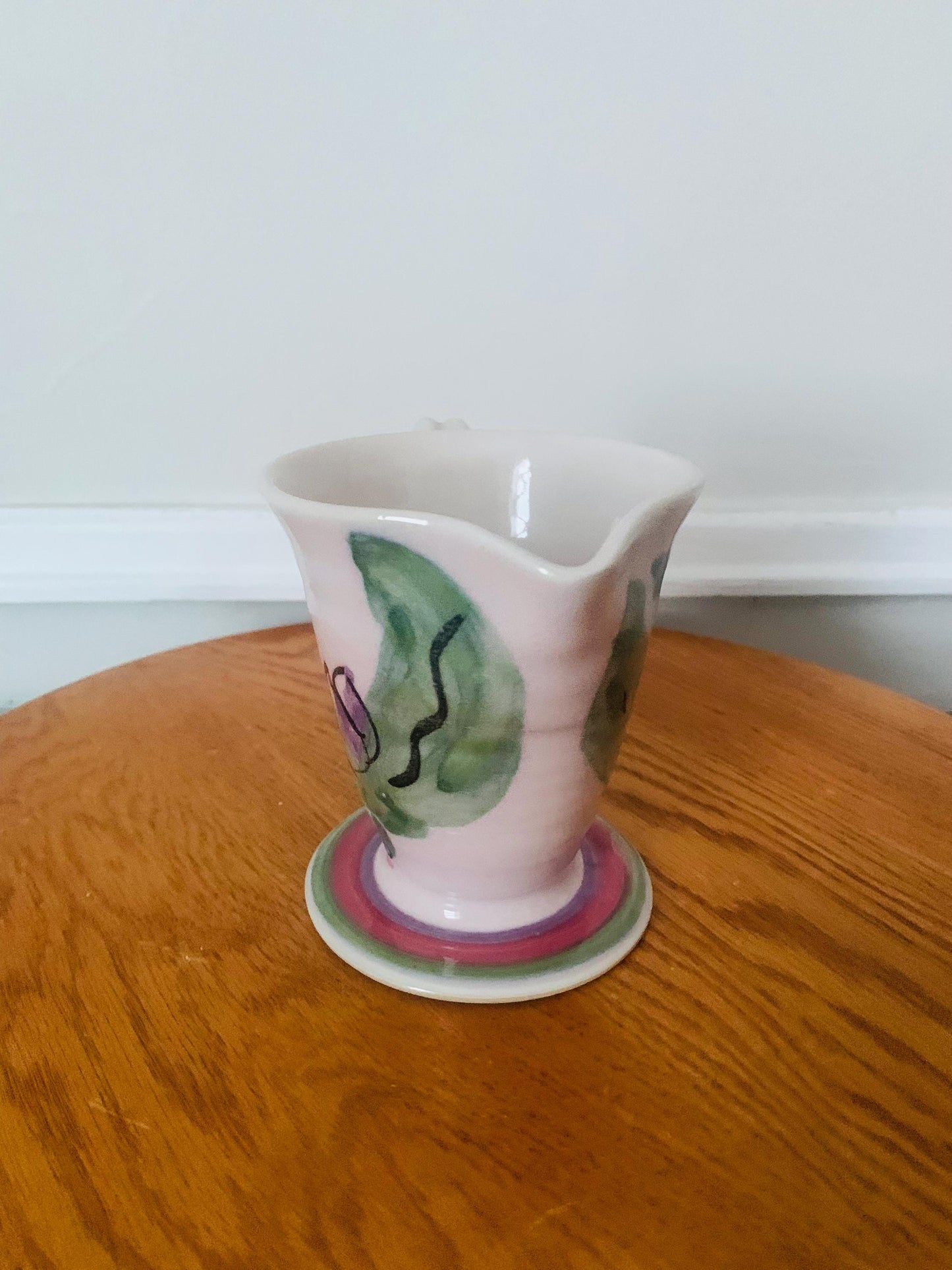 Handmade Hillborn Pottery Creamer with Pink Flower Made in Canada