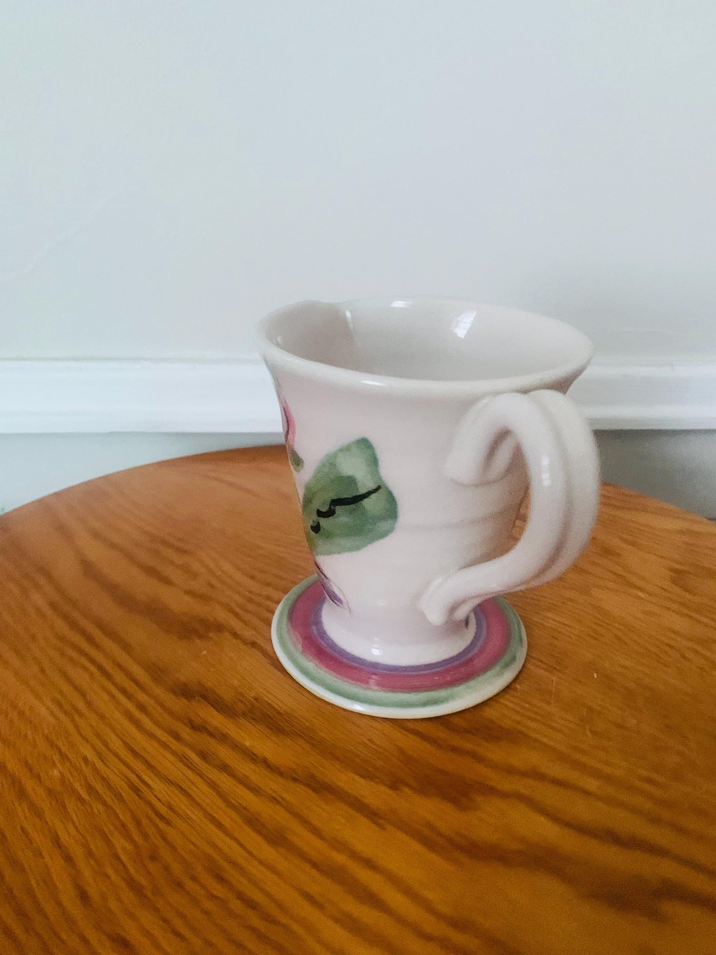 Handmade Hillborn Pottery Creamer with Pink Flower Made in Canada