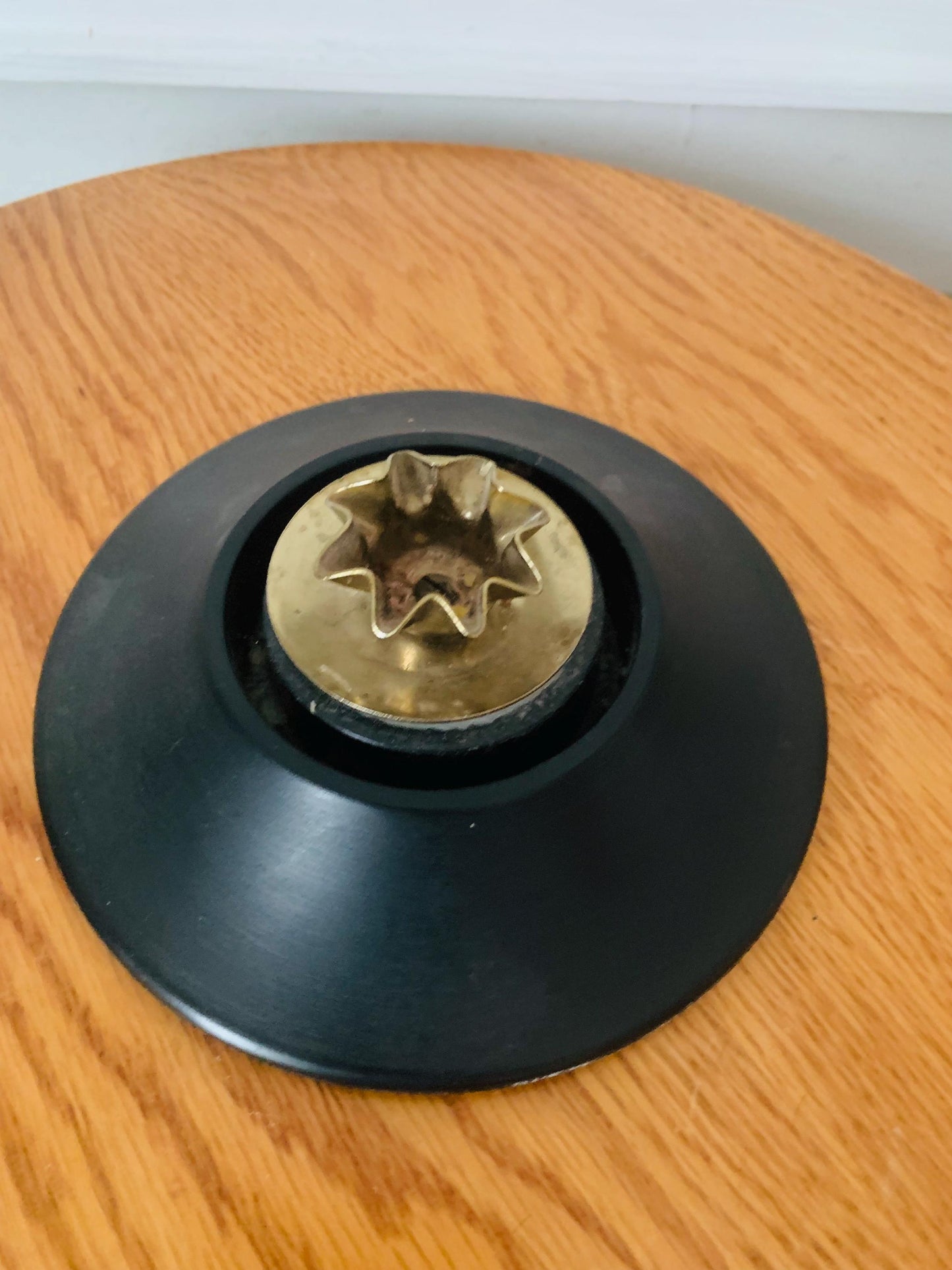 MCM  David Douglas Hurricane Blown Glass Candle Holder with Black Plastic Base