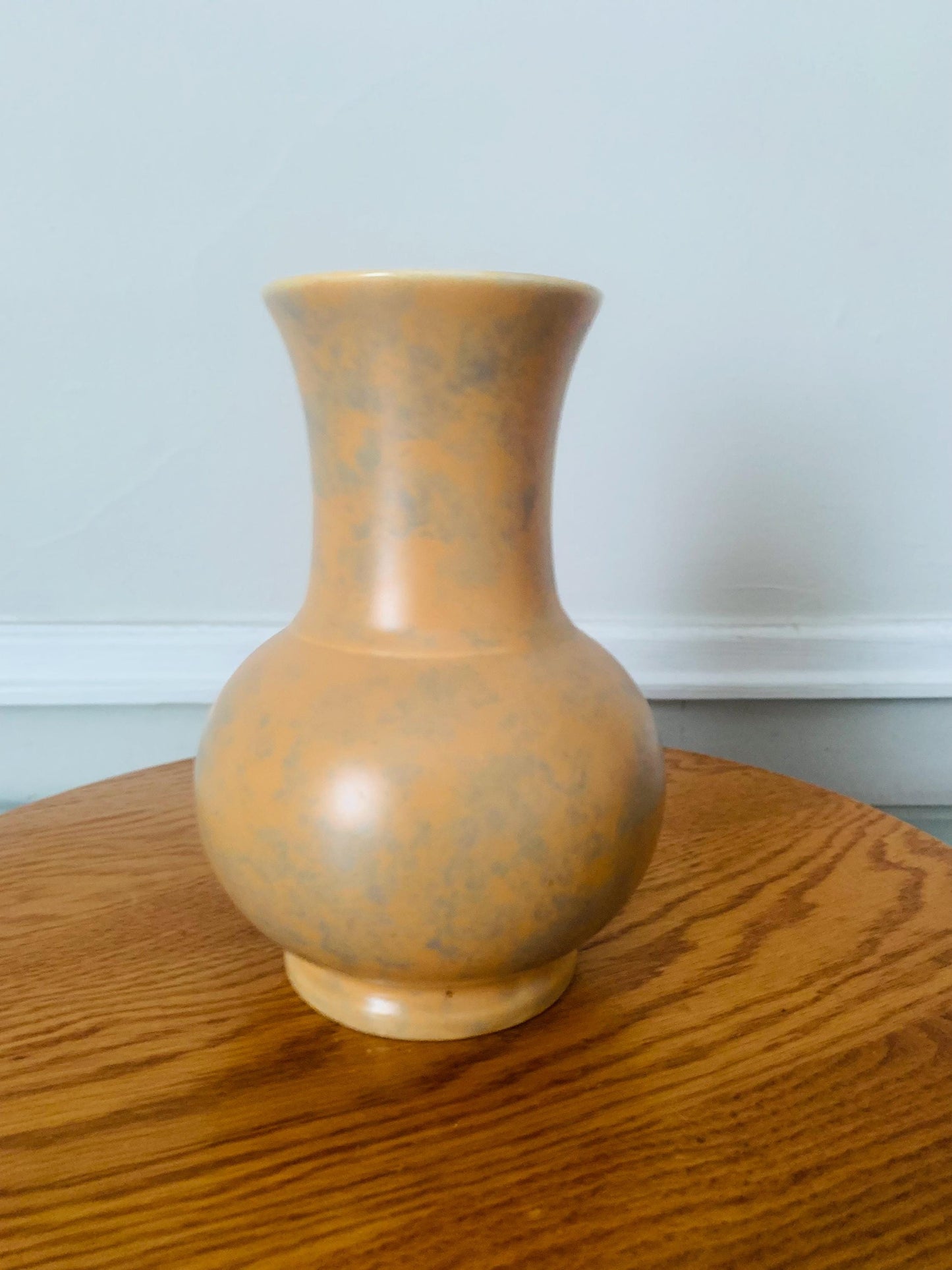 Vintage Orange and Green Pottery Vase