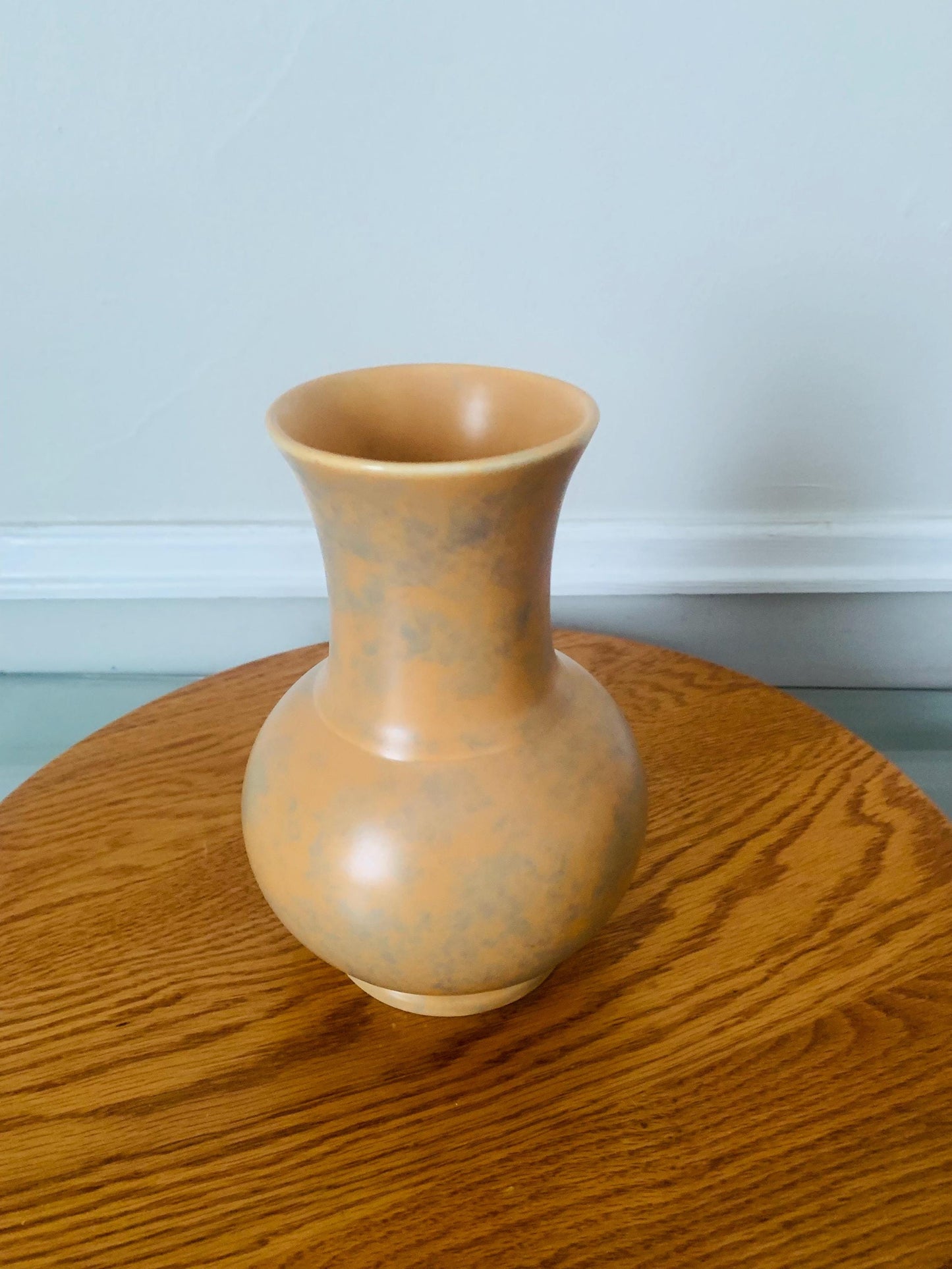 Vintage Orange and Green Pottery Vase
