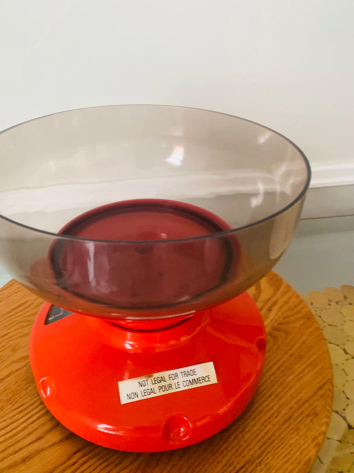 MCM Red Plastic Analog Kitchen Scale with Bowl Attachment Made in Hungary