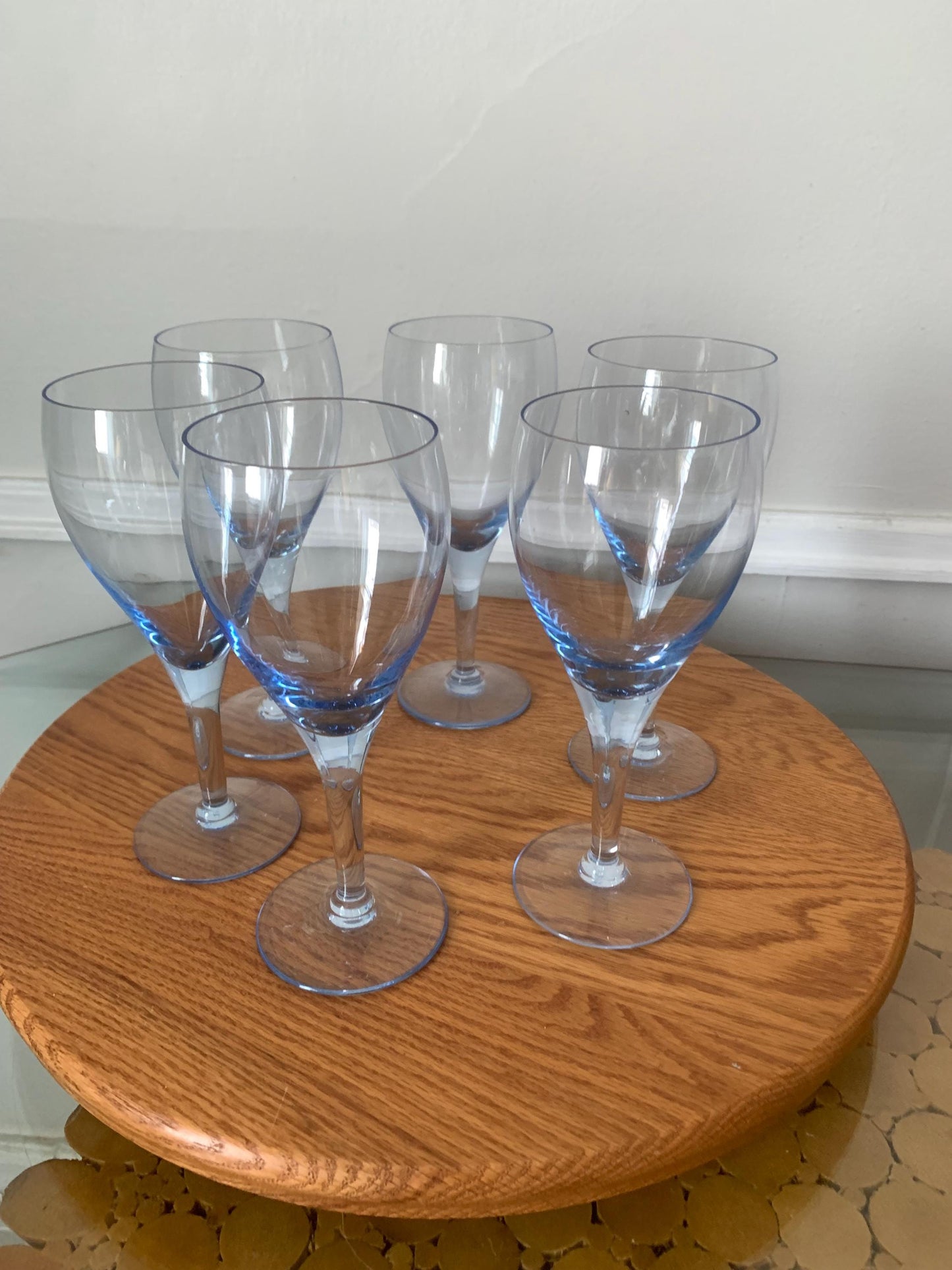 Retro Set of 6 Azure Mikasa Wine Glasses