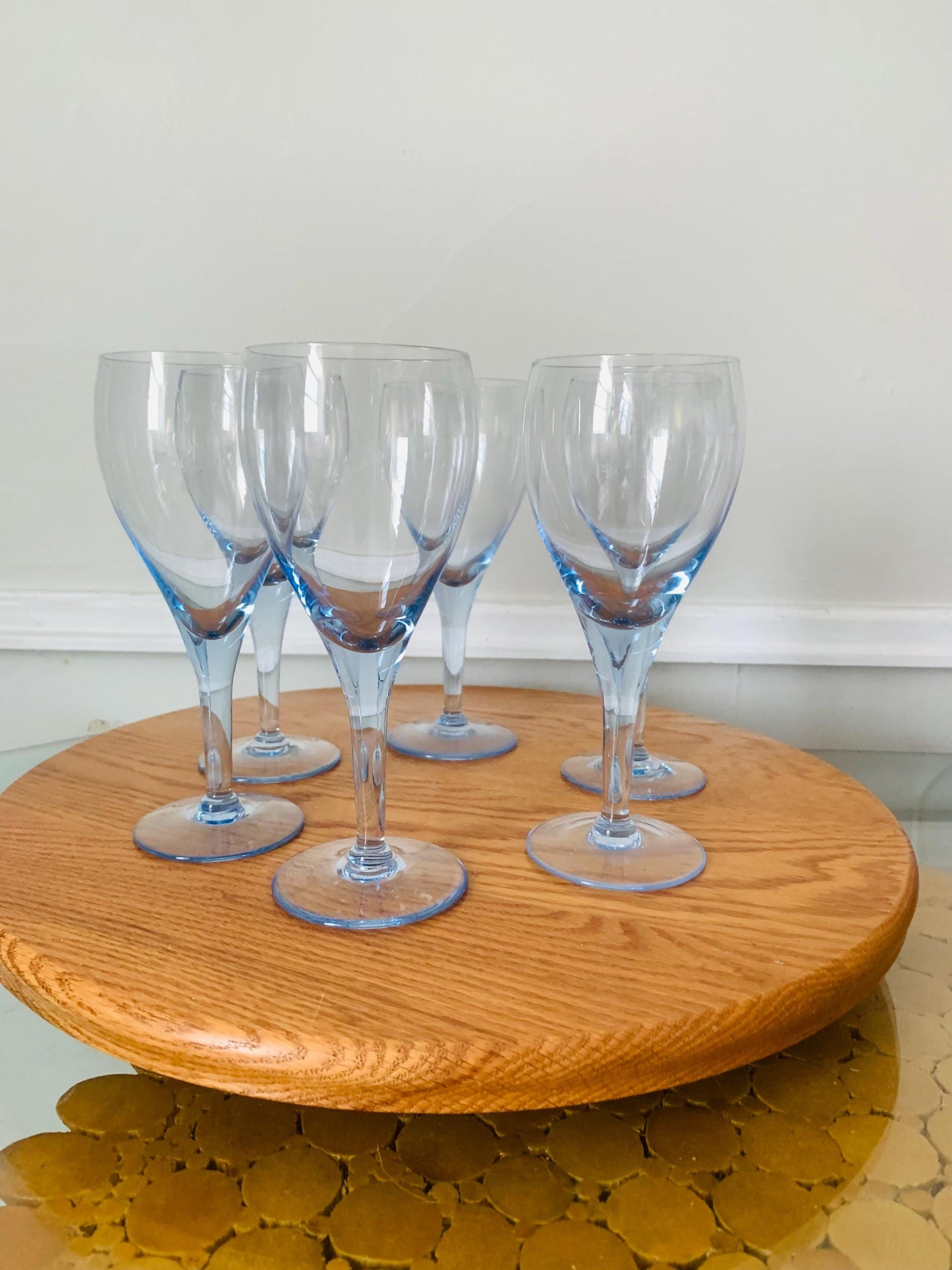 Retro Set of 6 Azure Mikasa Wine Glasses