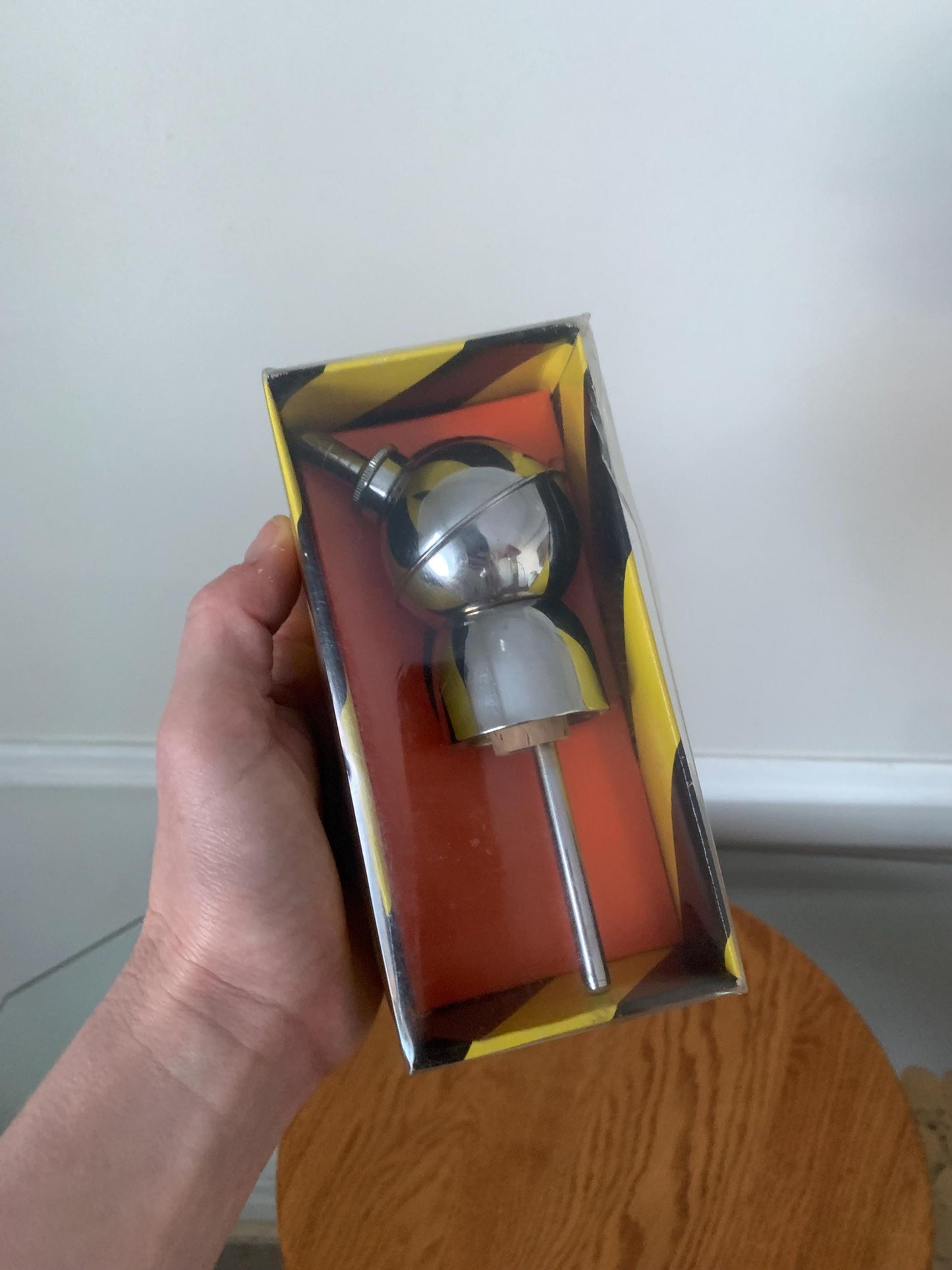MCM Silver Metal Liqueur Spirit Pourer in Original Box Made in Hong Kong