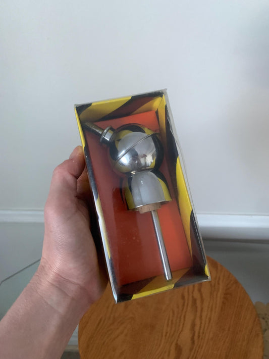 MCM Silver Metal Liqueur Spirit Pourer in Original Box Made in Hong Kong