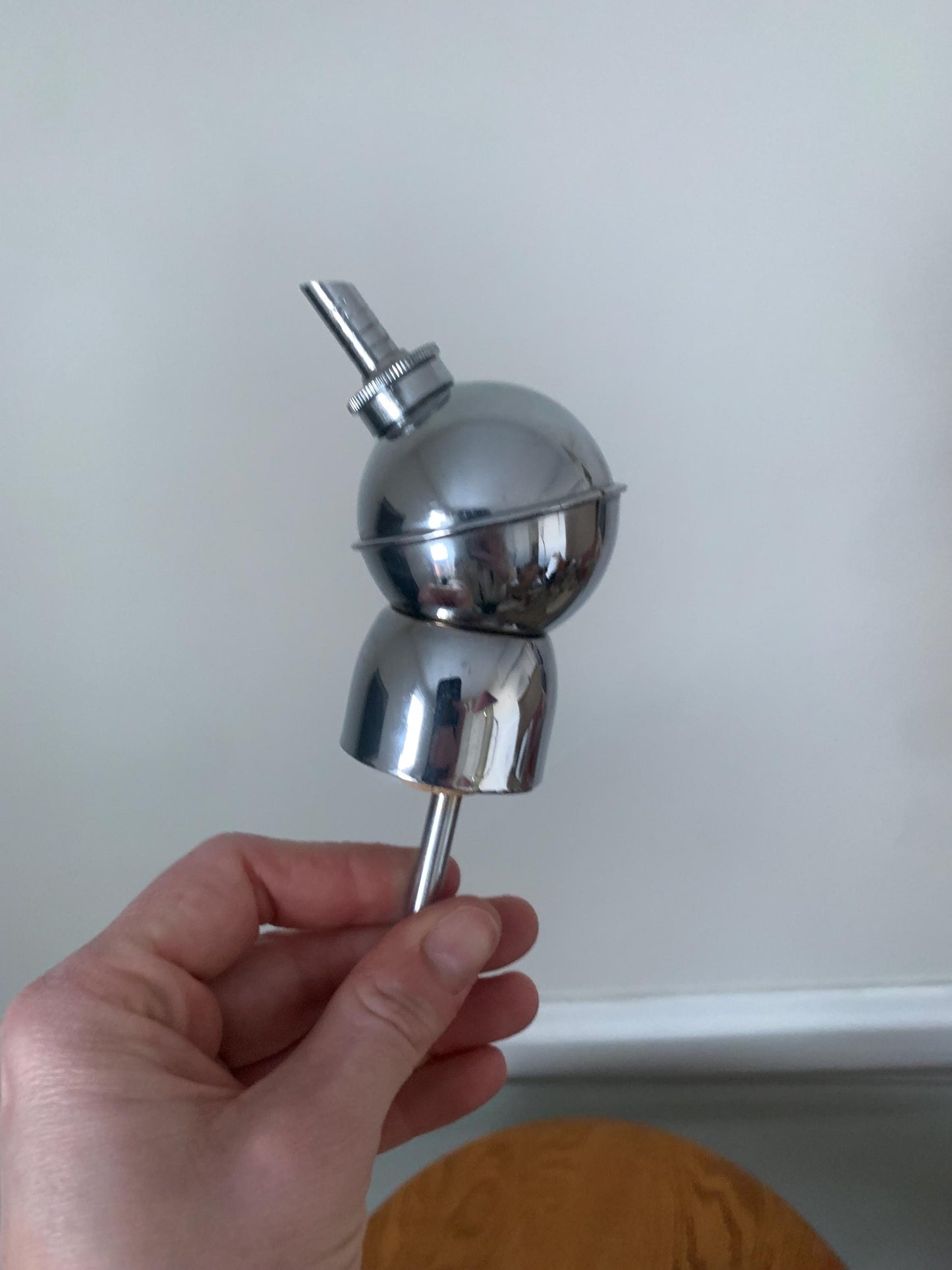 MCM Silver Metal Liqueur Spirit Pourer in Original Box Made in Hong Kong