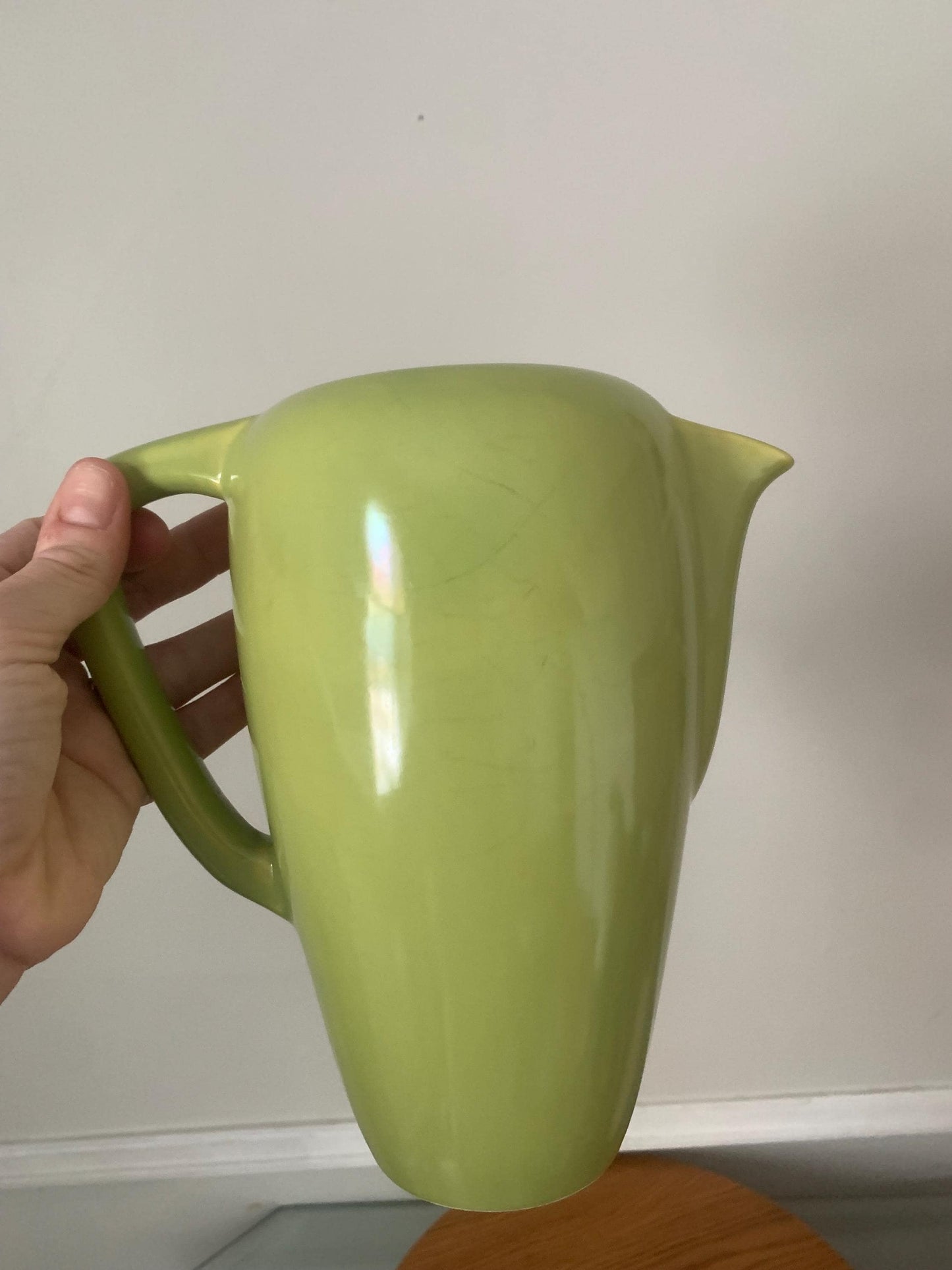 Vintage Tall Apple Green Ceramic Coffee Pot