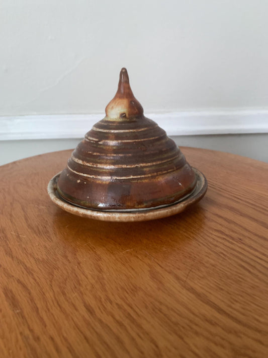 Handmade Rust Red Lidded Pottery Butter Dish