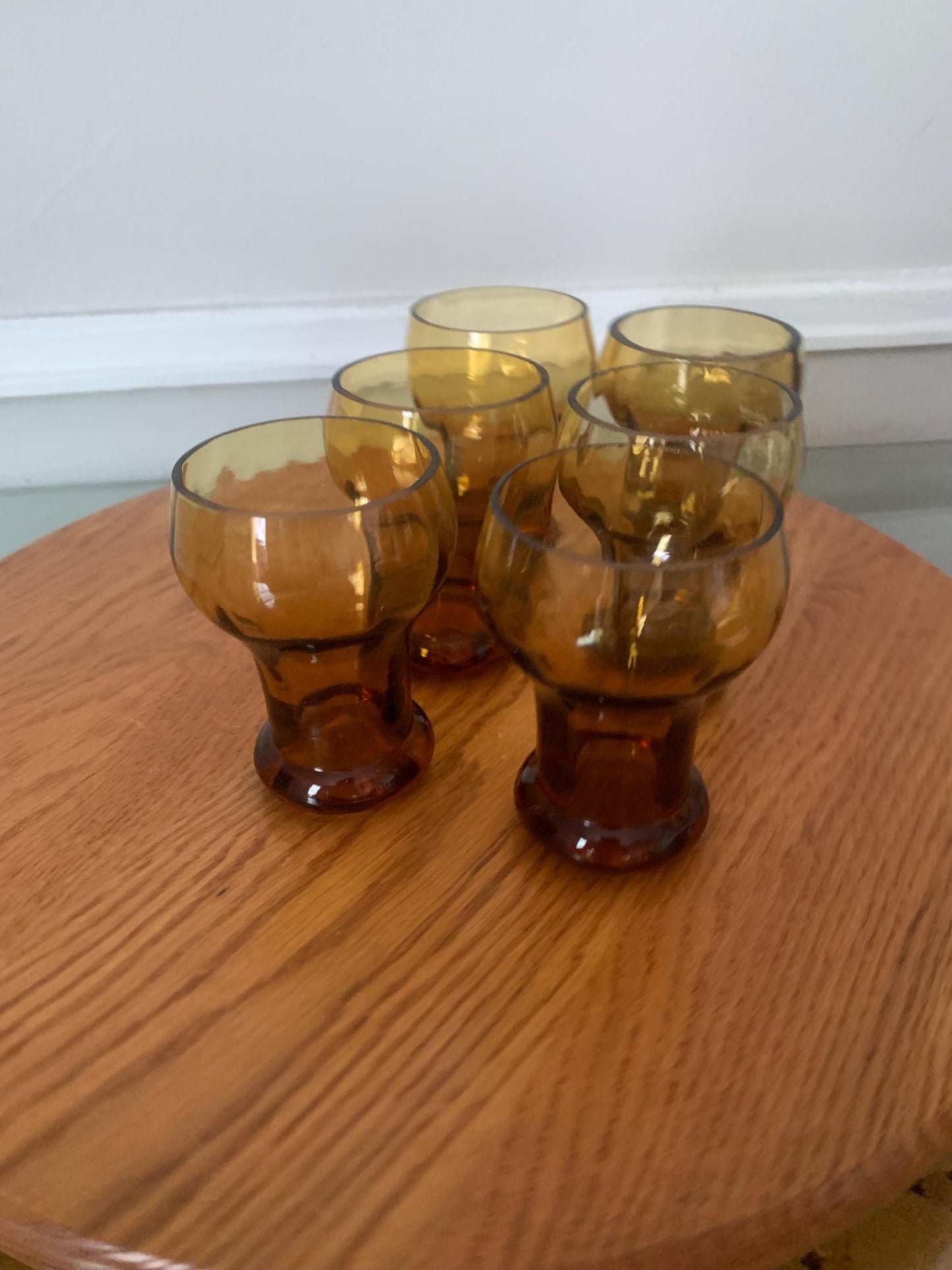Set of 6 MCM Short Amber Juice Glass