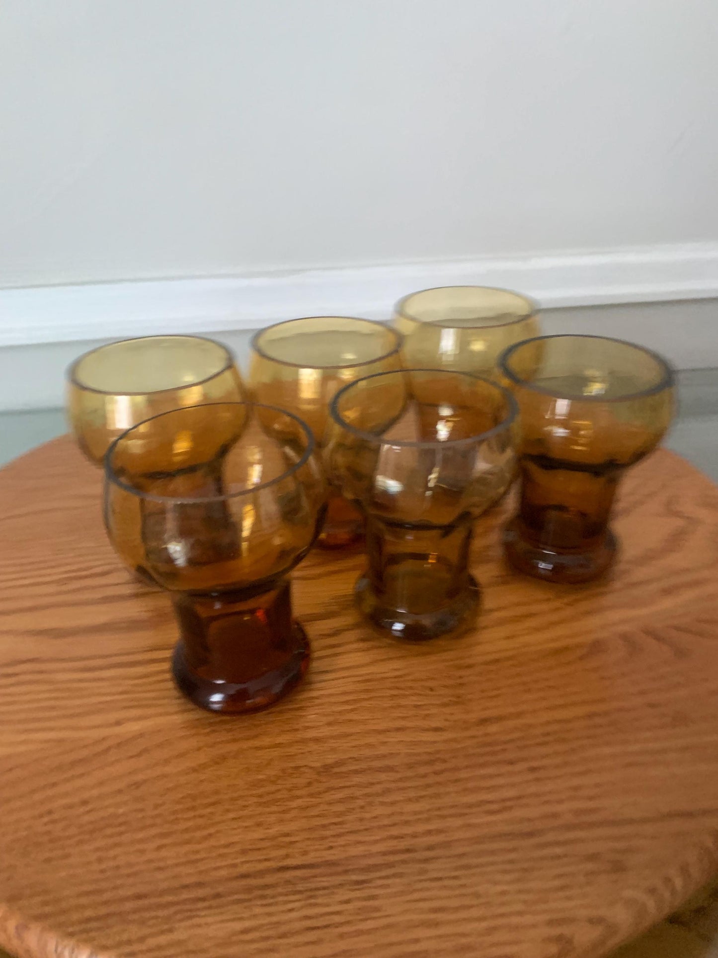 Set of 6 MCM Short Amber Juice Glass