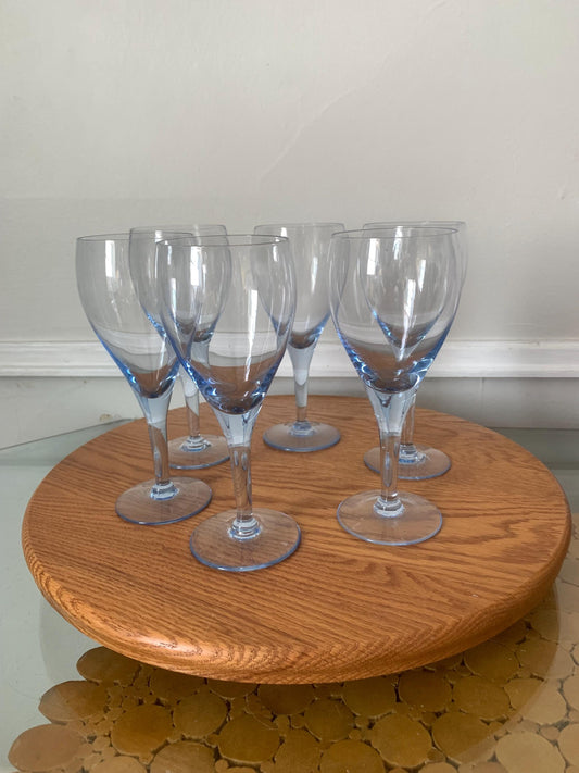 Retro Set of 6 Azure Mikasa Wine Glasses