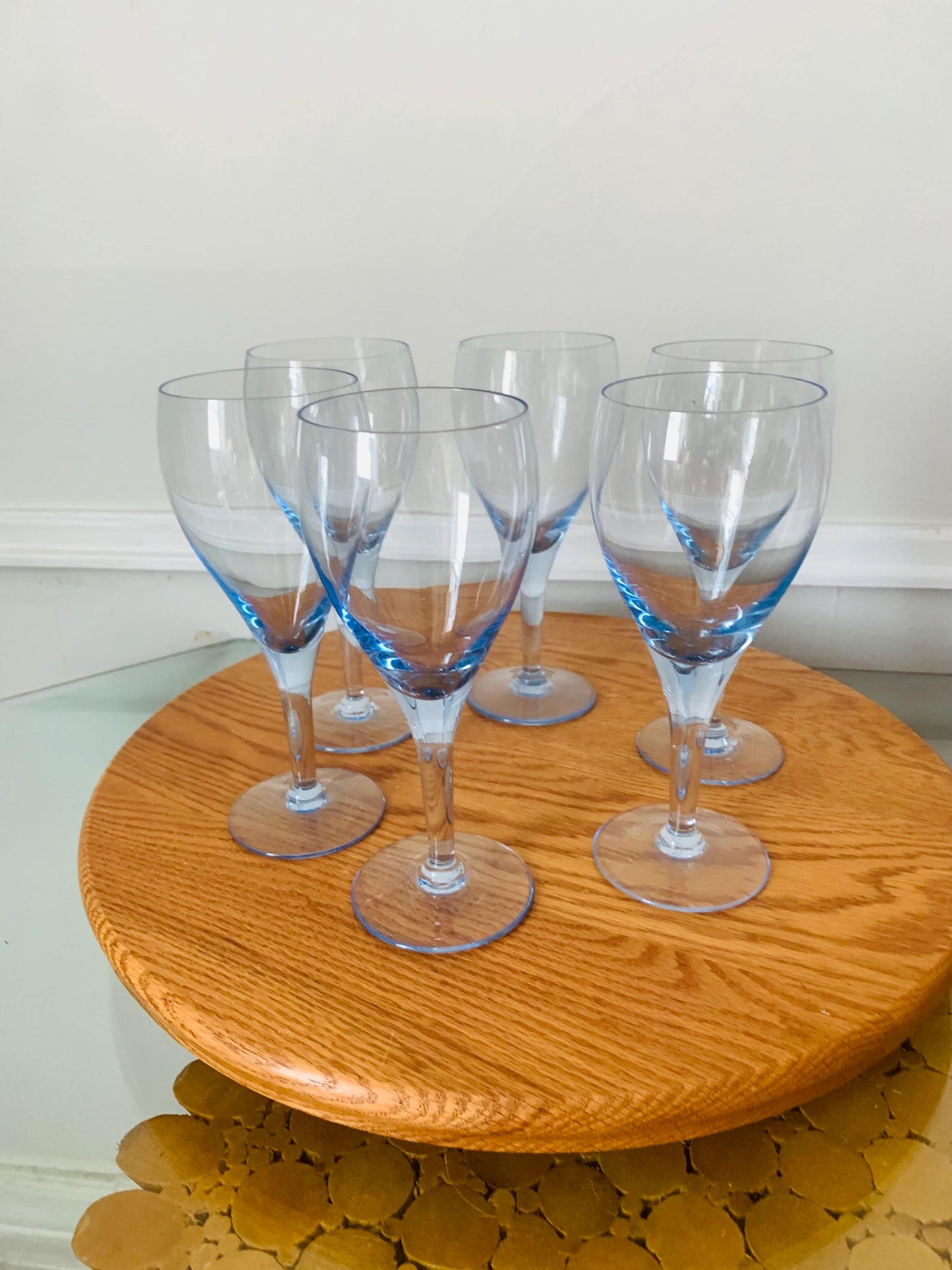 Retro Set of 6 Azure Mikasa Wine Glasses