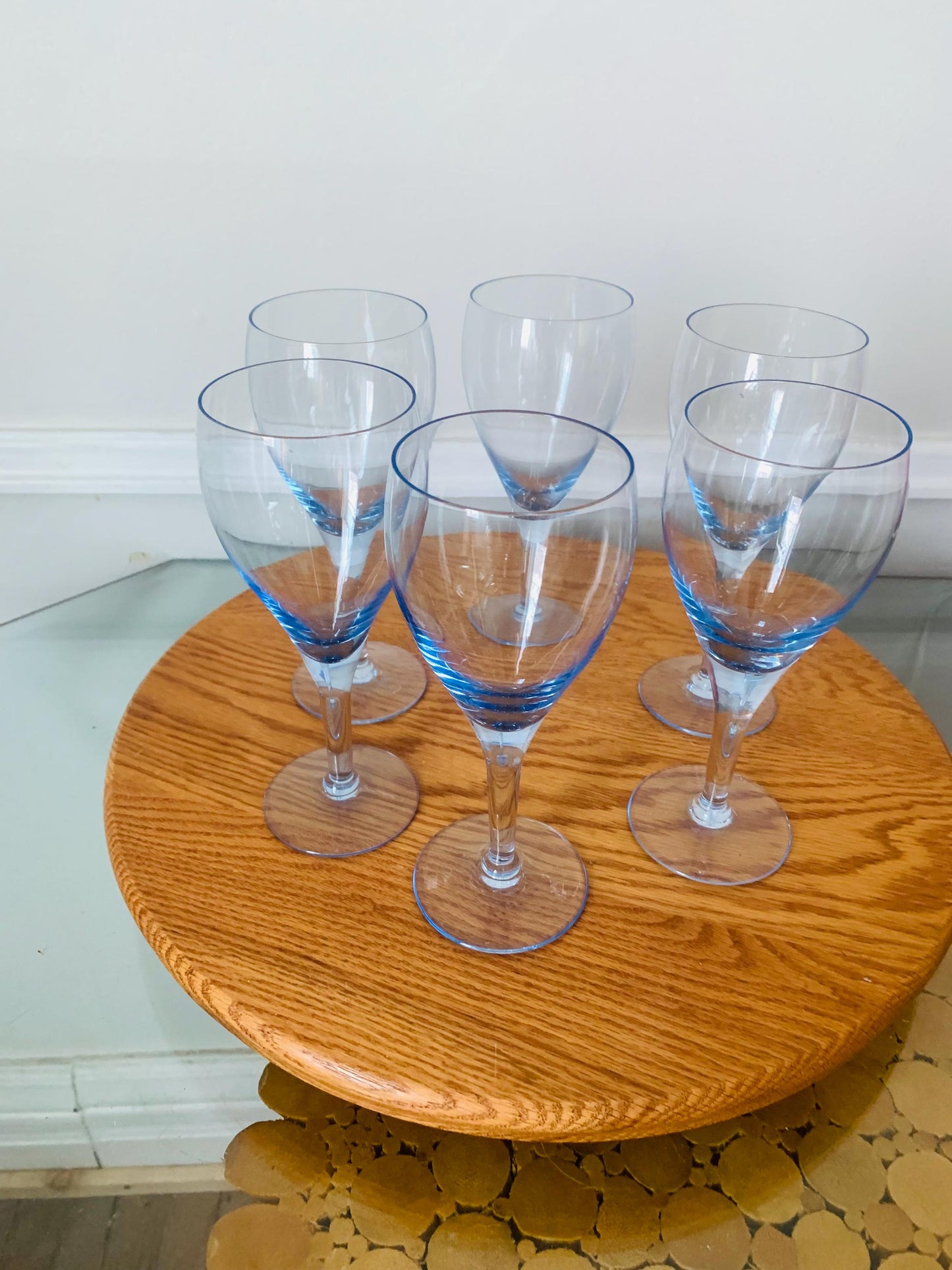Retro Set of 6 Azure Mikasa Wine Glasses