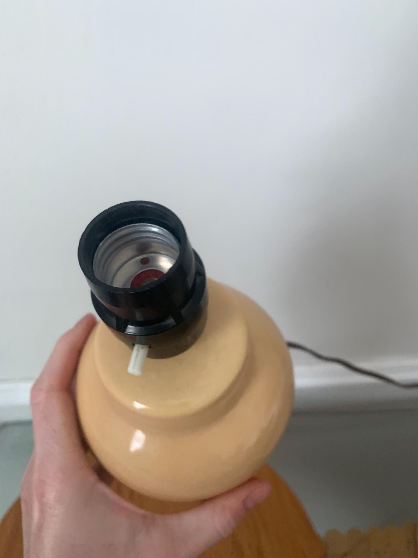 Vintage Small Flaxen Ceramic Lamp No Shade