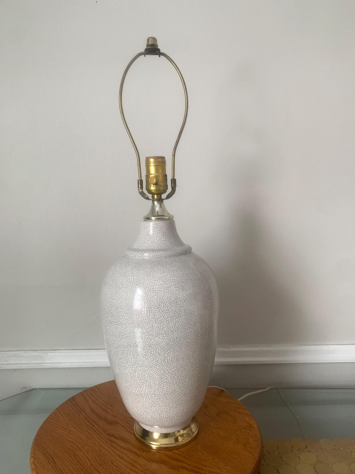 Medium Vintage Blush Pink Ginger Jar Table Lamp with Crackle Effect No Shade