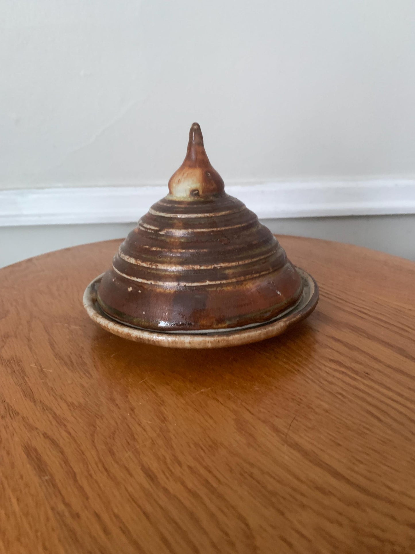 Handmade Rust Red Lidded Pottery Butter Dish