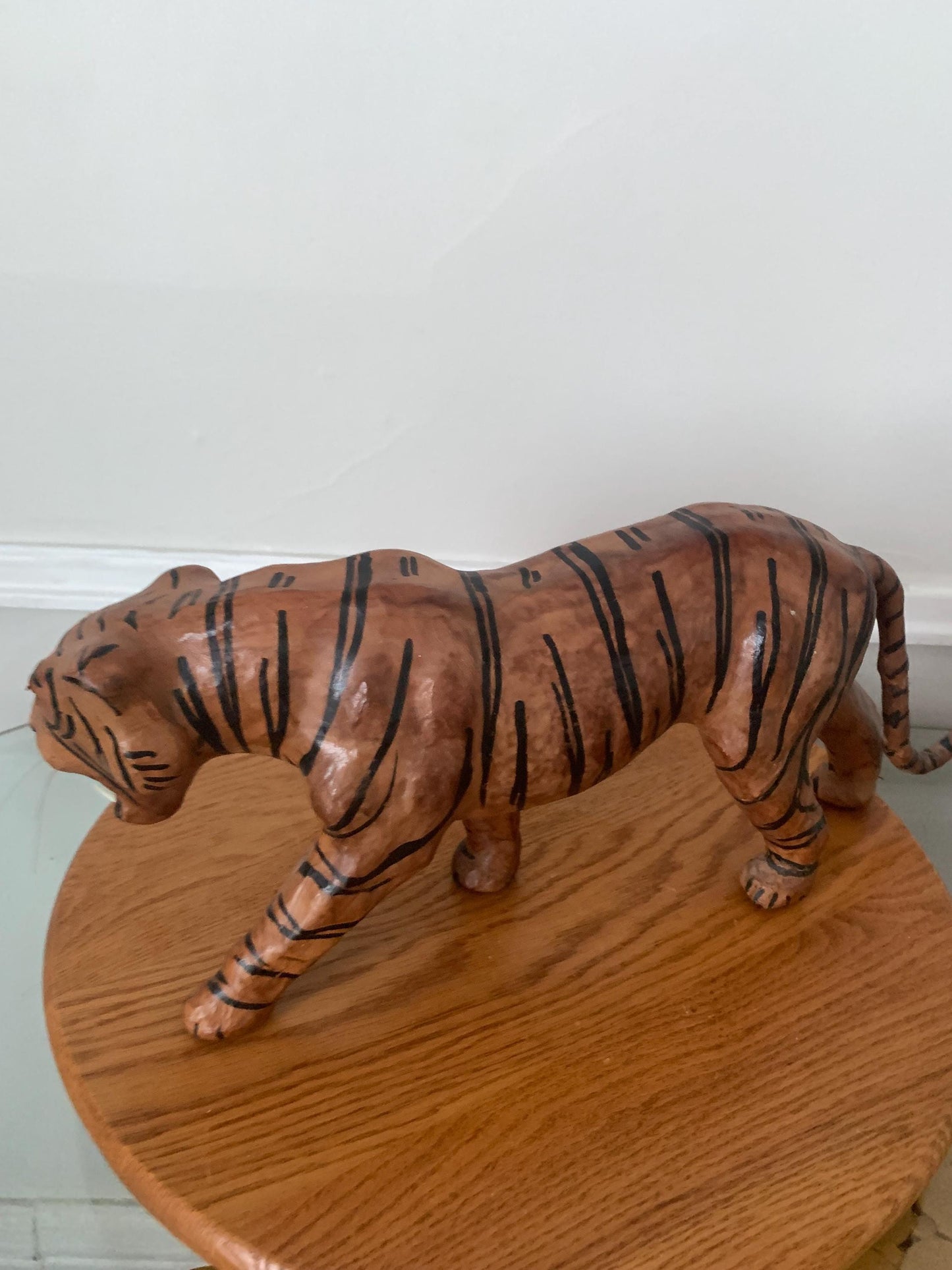 Small Hand Crafted Leather Tiger Sculpture