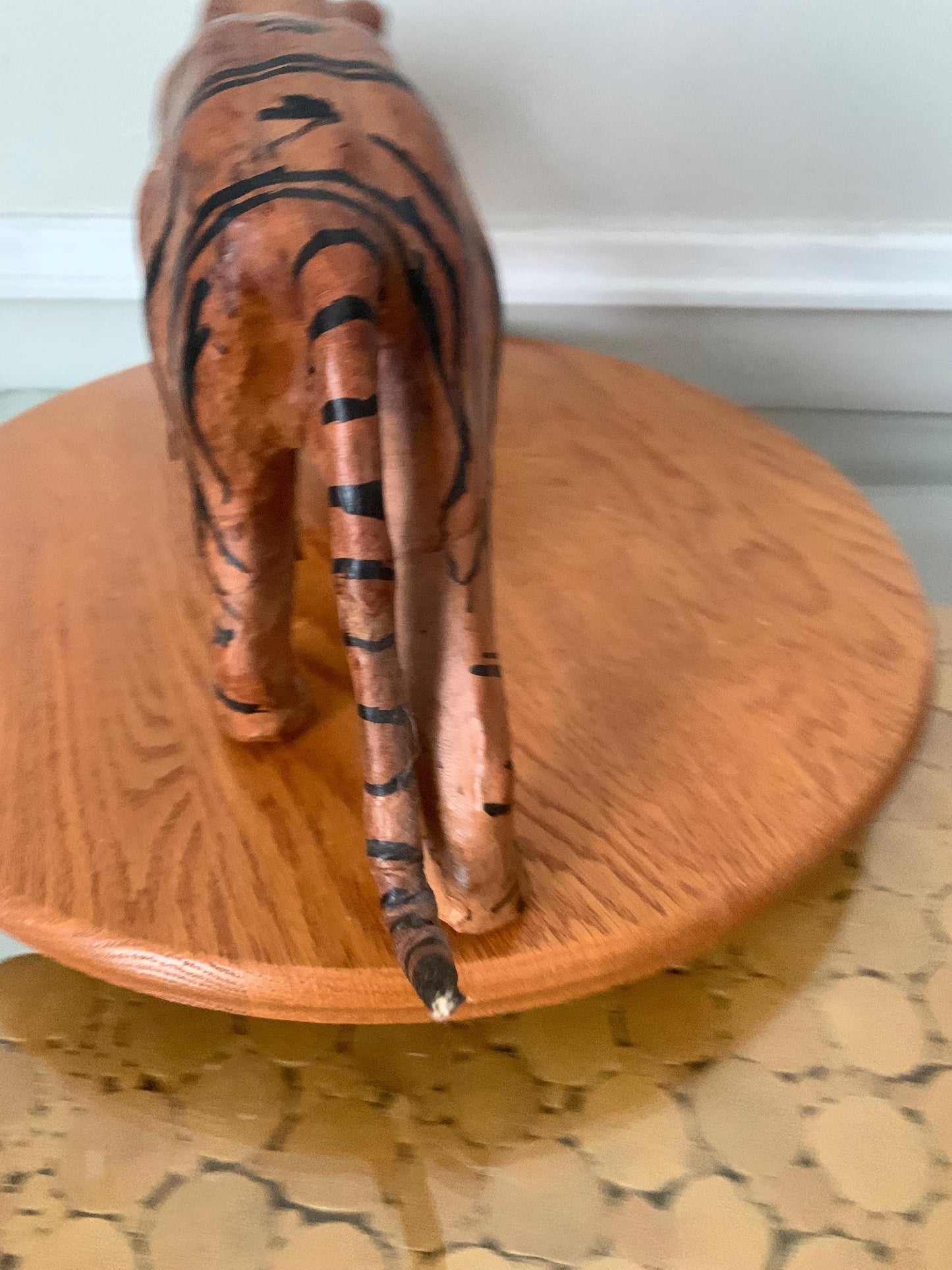 Small Hand Crafted Leather Tiger Sculpture