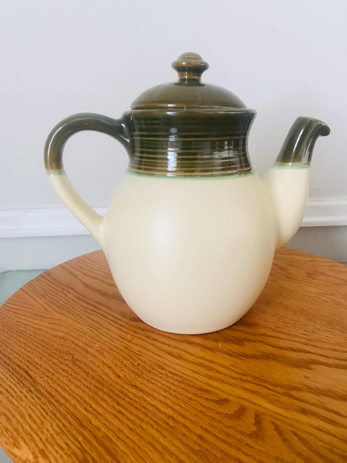 Vintage Laurentian Pottery Teapot with Green Top 9403 Made in Canada