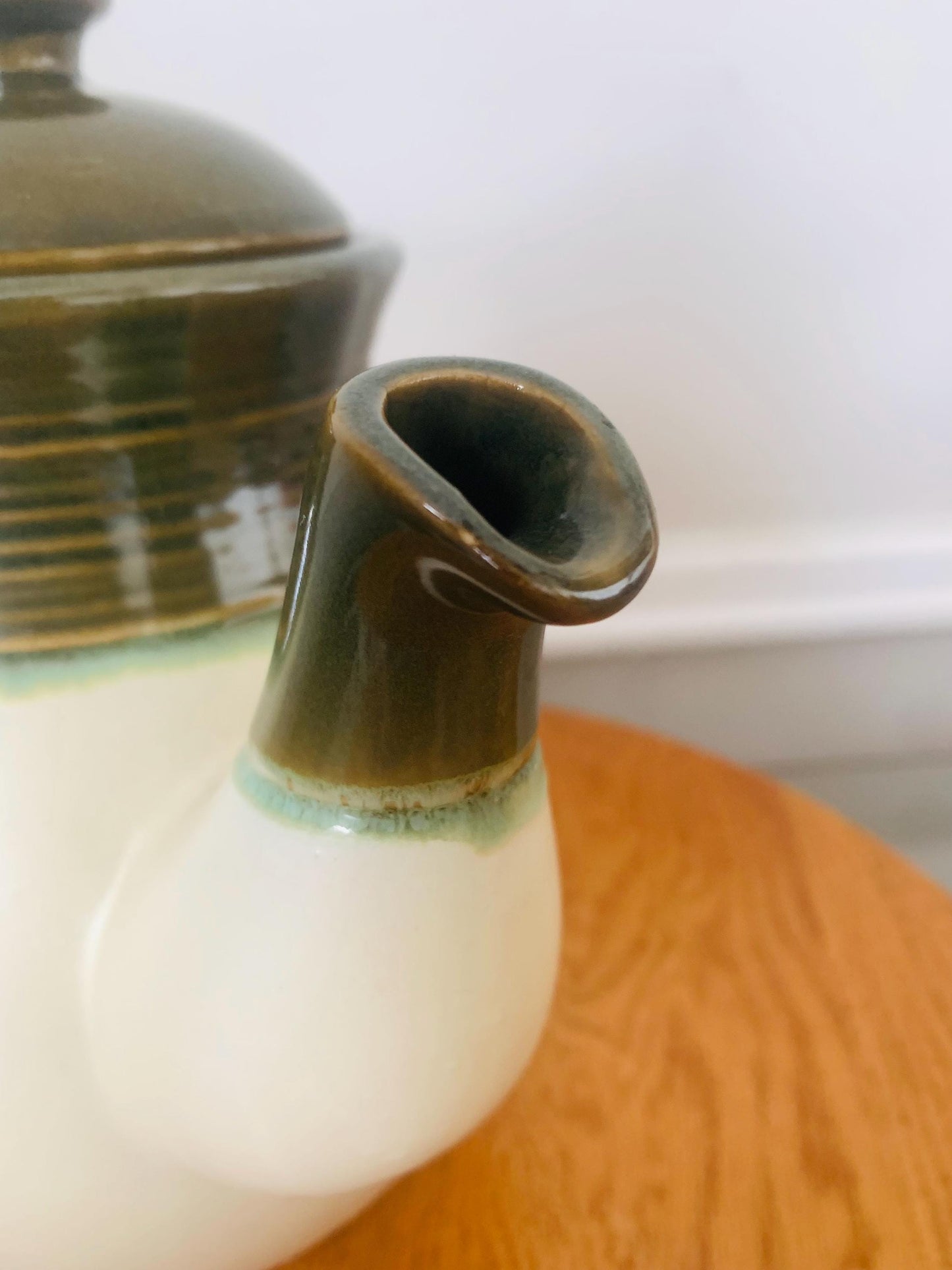 Vintage Laurentian Pottery Teapot with Green Top 9403 Made in Canada