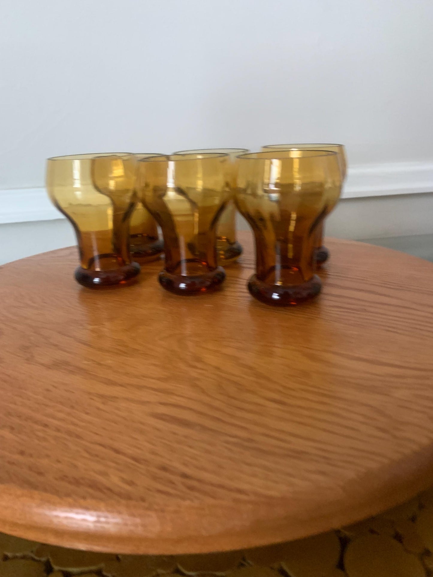 Set of 6 MCM Short Amber Juice Glass