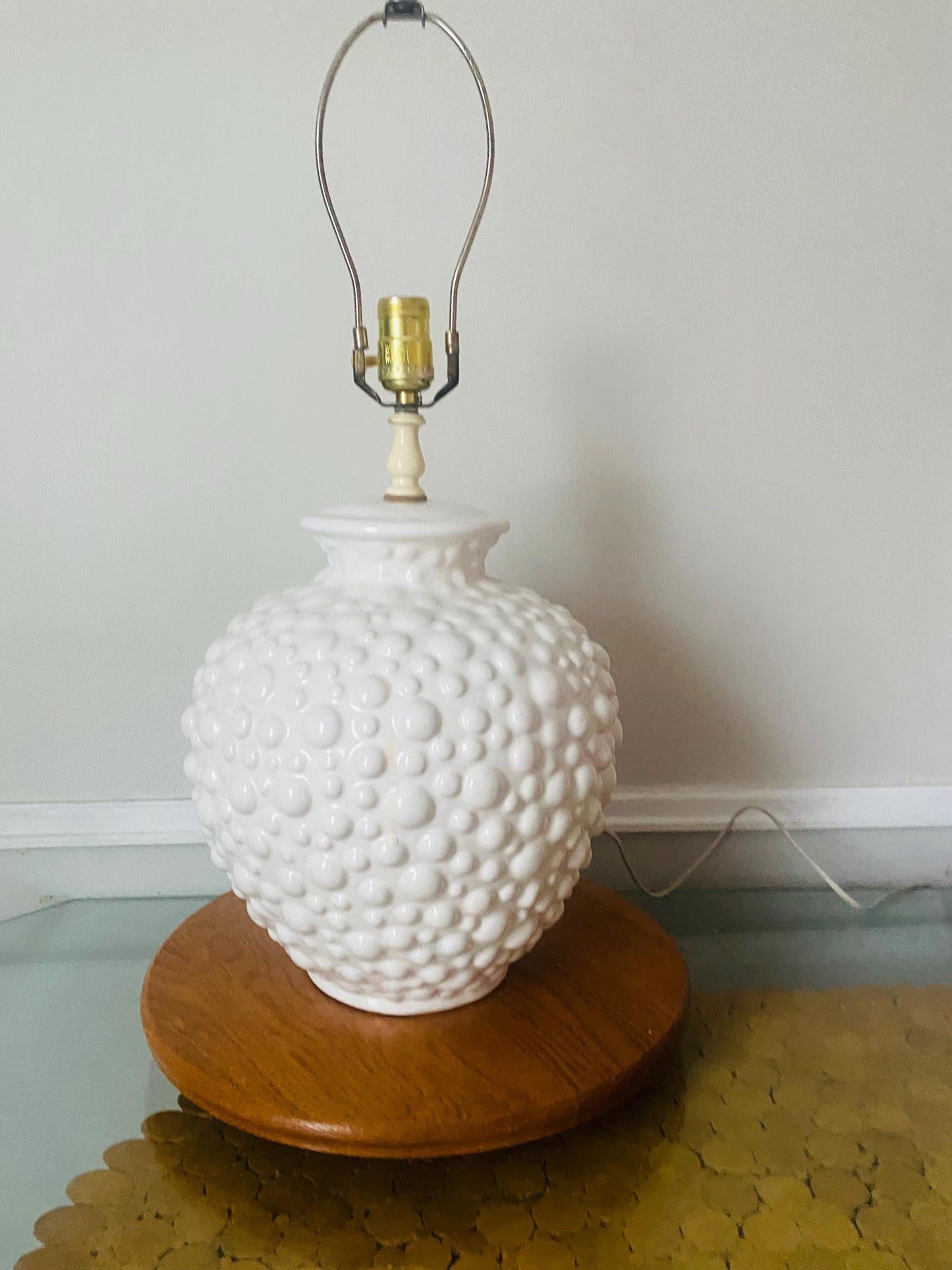 MCM Vintage White Ceramic Bubble Table Lamp No Shade